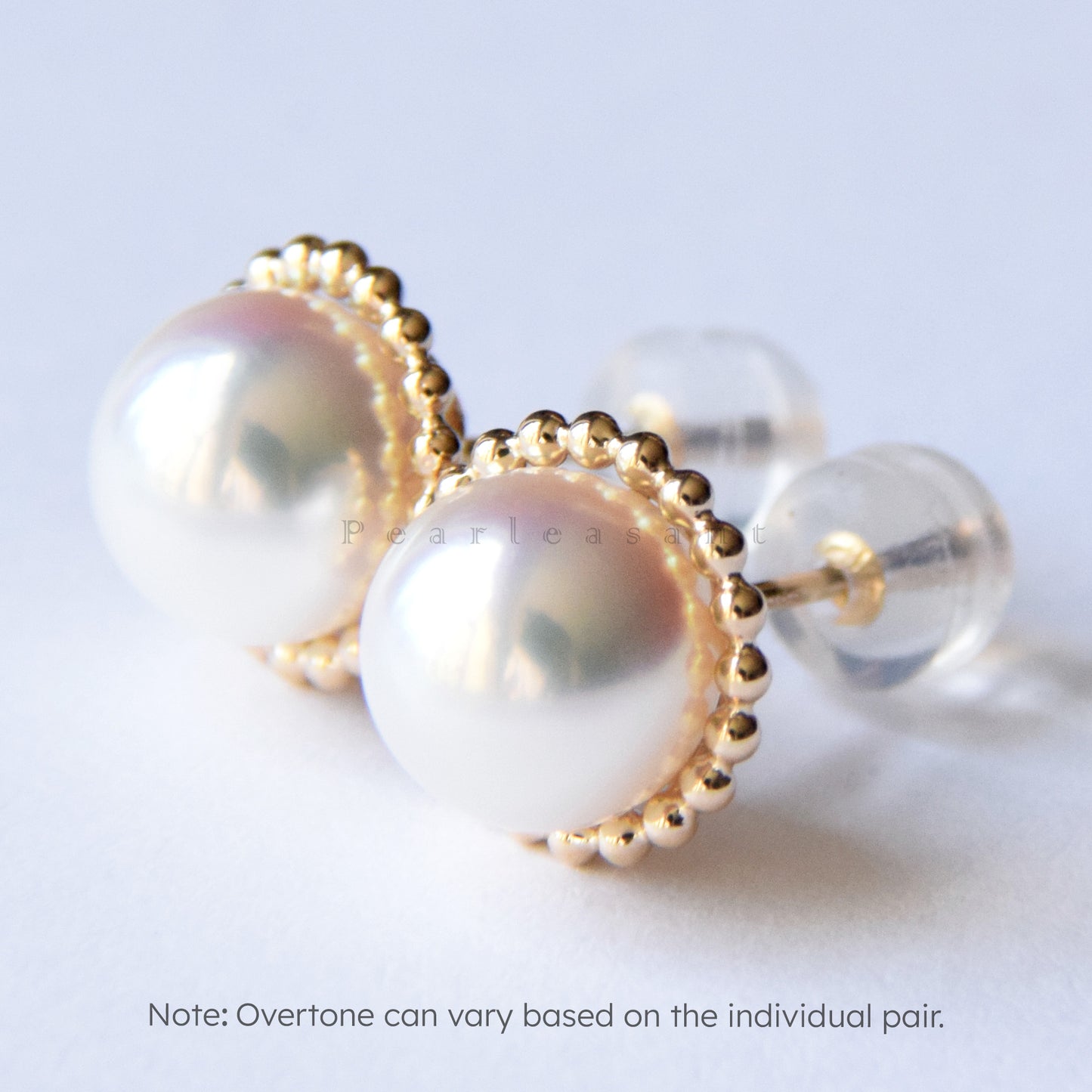 Hanadama Grade 8.0-8.5mm Natural White Akoya Pearl Gold Sunflower Earrings with Certificate