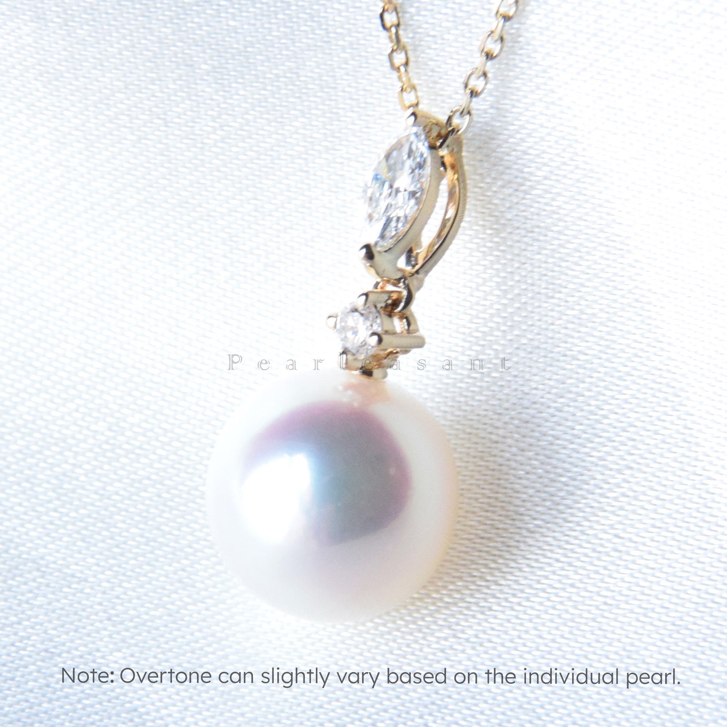 Hanadama Grade 8.0-9.0mm White Akoya Pearl Marquise Pendant with Certificate