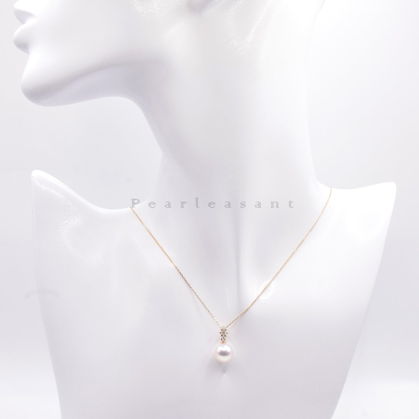 Hanadama Grade 8.0-9.0mm White Akoya Pearl Rhombus Pendant with Certificate