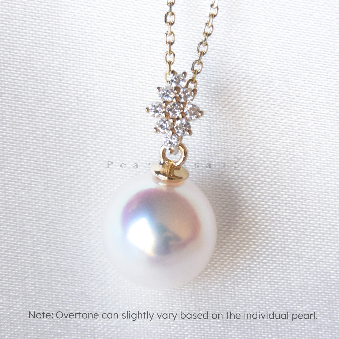 Hanadama Grade 8.0-9.0mm White Akoya Pearl Rhombus Pendant with Certificate