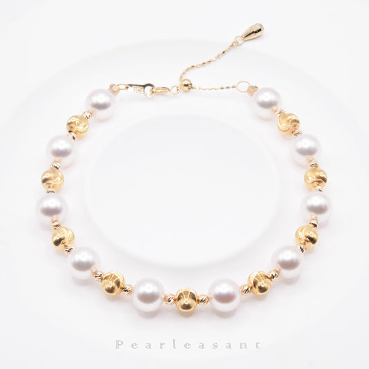 Hanadama Grade 6.5-7.0mm White Akoya Pearl Stella Bracelet