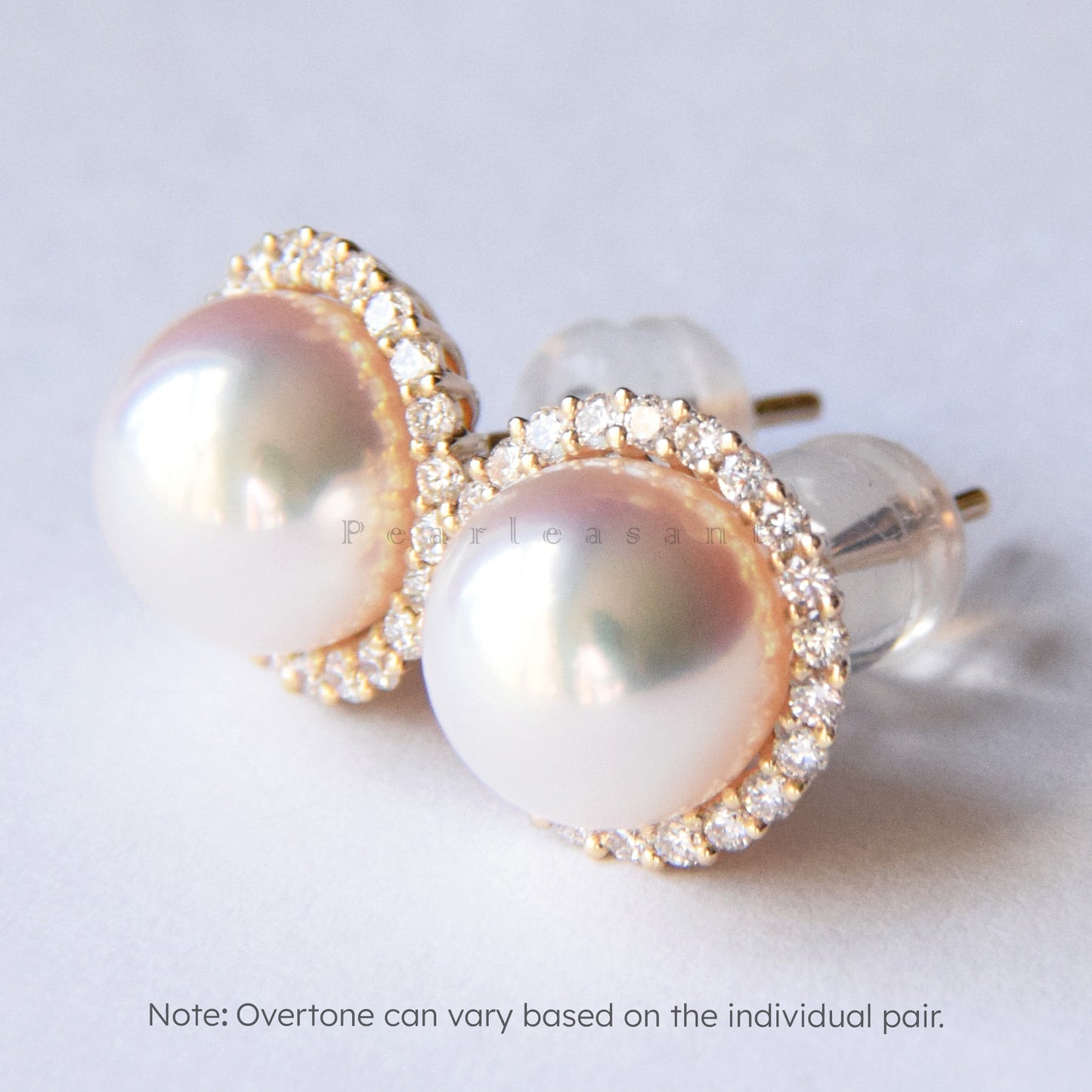 Hanadama Grade 8.5-9.0mm White Akoya Pearl Circular Sunflower Diamond Earrings with Certificate
