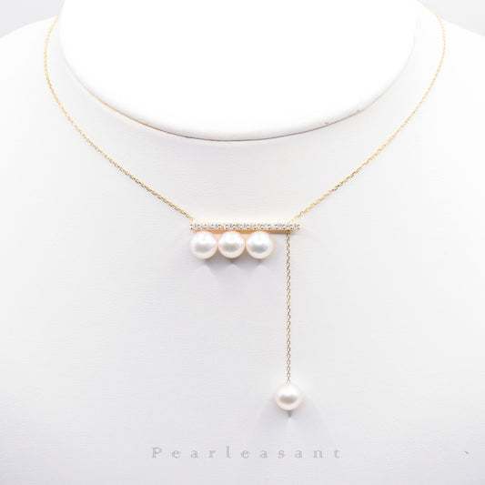 Hanadama Grade 6.5-7.0mm White Akoya Pearl Adjustable Balance Pendant with Certificate