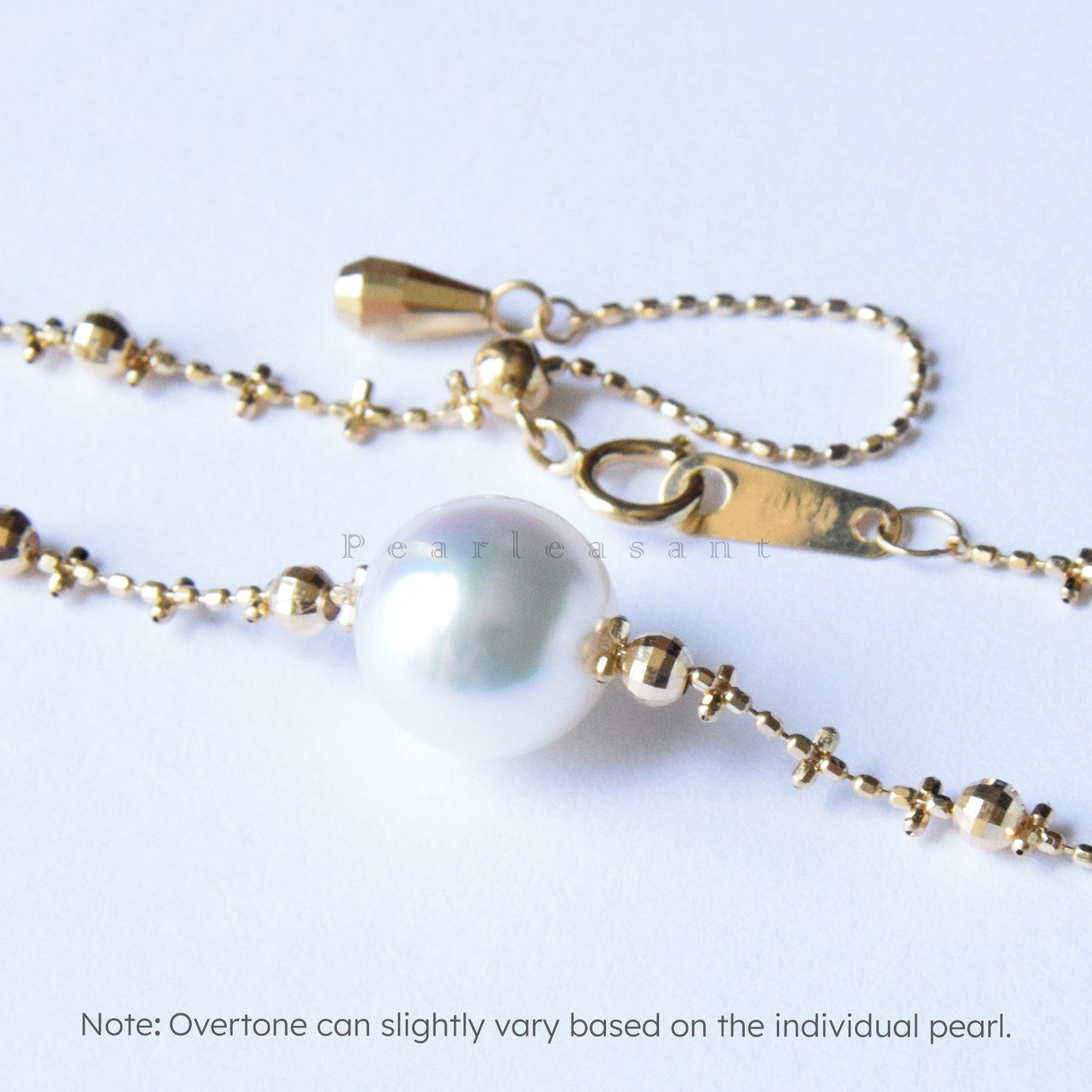 Hanadama Grade 8.5-9.0mm Natural White Akoya Pearl Adjustable Cross Chain Bracelet