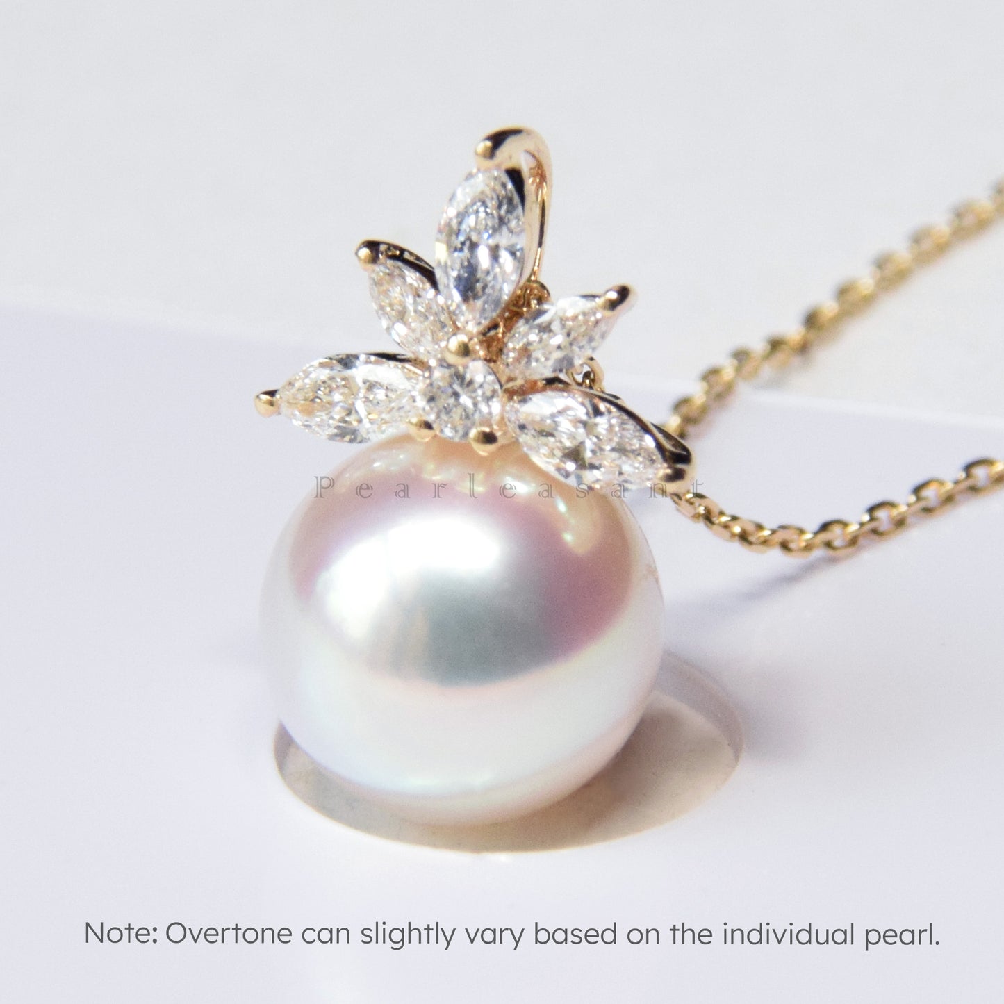 Hanadama Grade 8.5-9.0mm White Akoya Pearl Crystal Pendant with Certificate