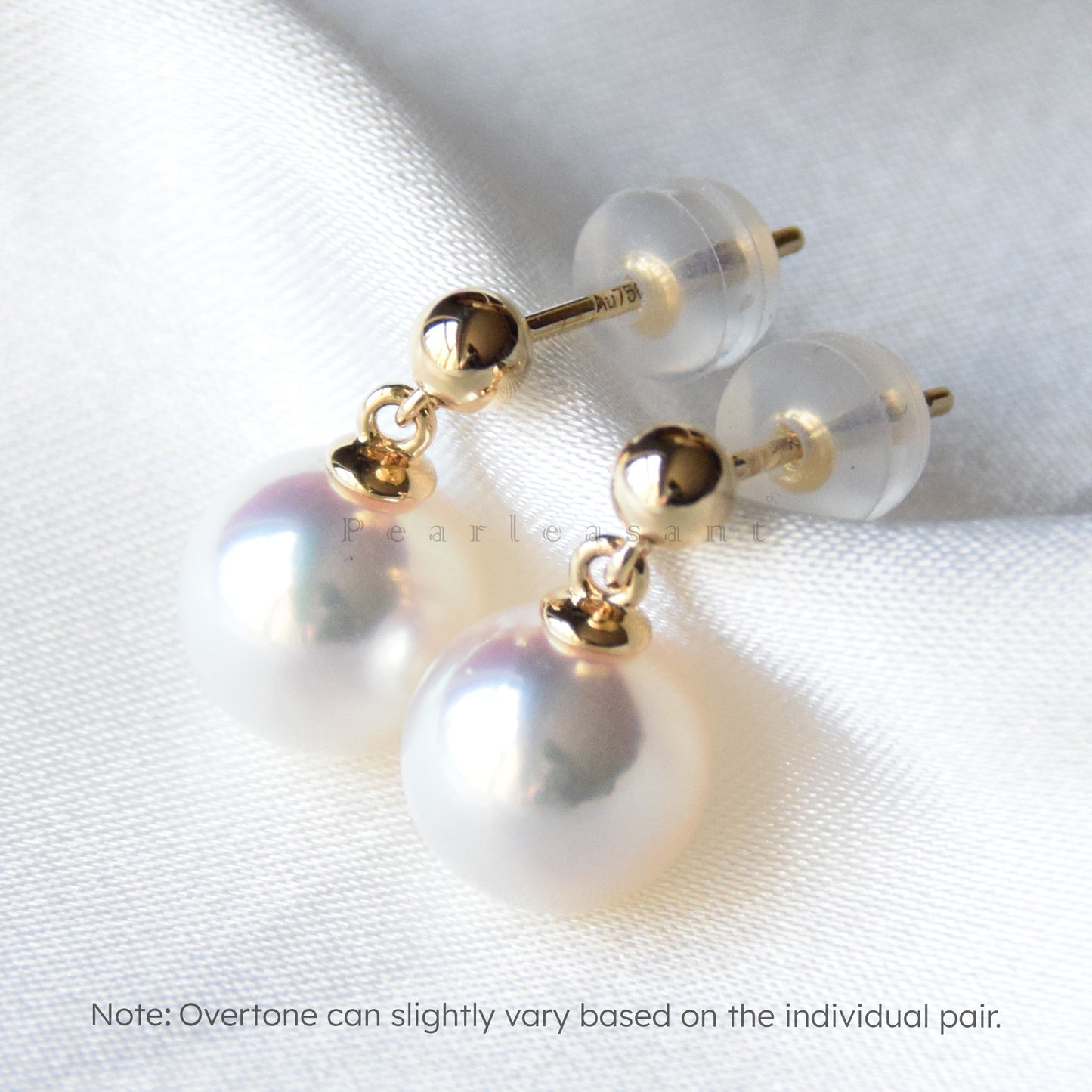 Hanadama Grade 8.0-8.5mm White Akoya Pearl Droplet Earrings with Certificate