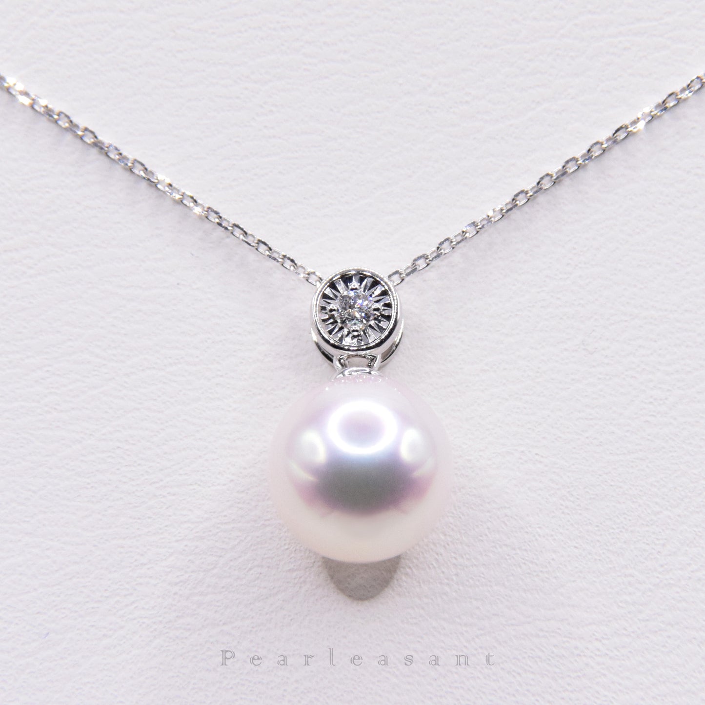 Hanadama Grade 8.5-9.0mm White Akoya Pearl Bubble Pendant with Certificate