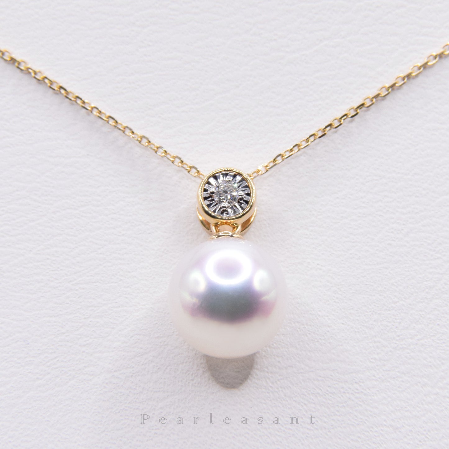 Hanadama Grade 8.5-9.0mm White Akoya Pearl Bubble Pendant with Certificate