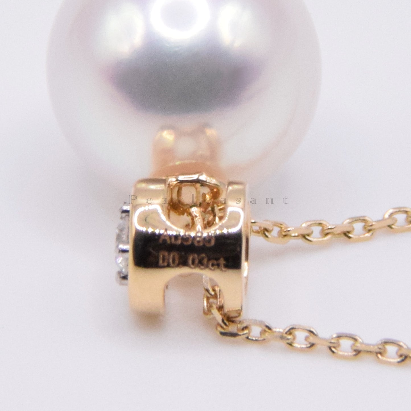 Hanadama Grade 8.5-9.0mm White Akoya Pearl Bubble Pendant with Certificate