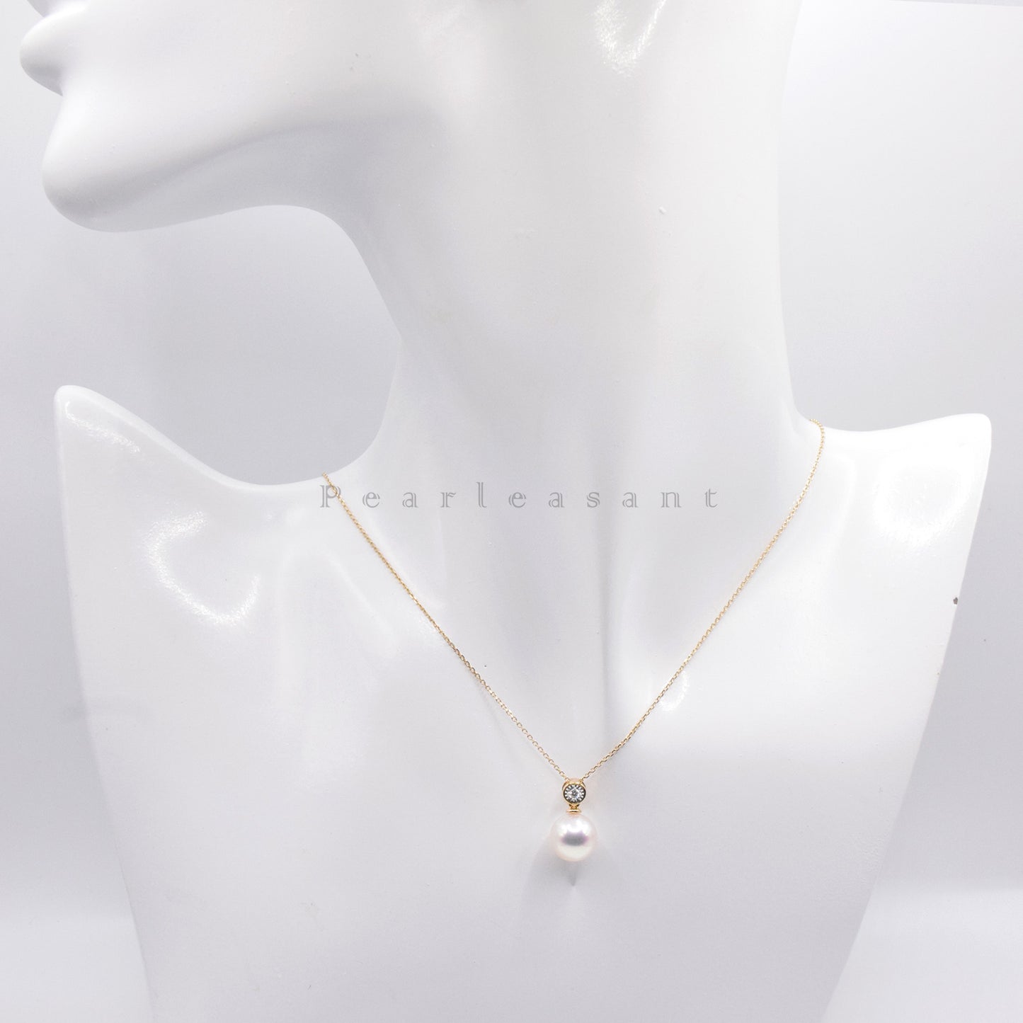 Hanadama Grade 8.5-9.0mm White Akoya Pearl Bubble Pendant with Certificate