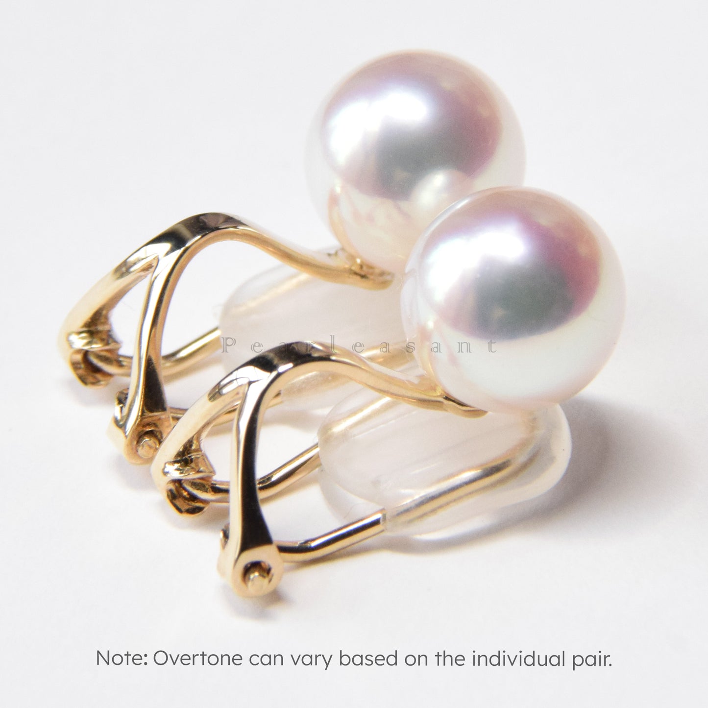 Hanadama Grade 8.0-9.0mm White Akoya Pearl Earring Clips with Certificate