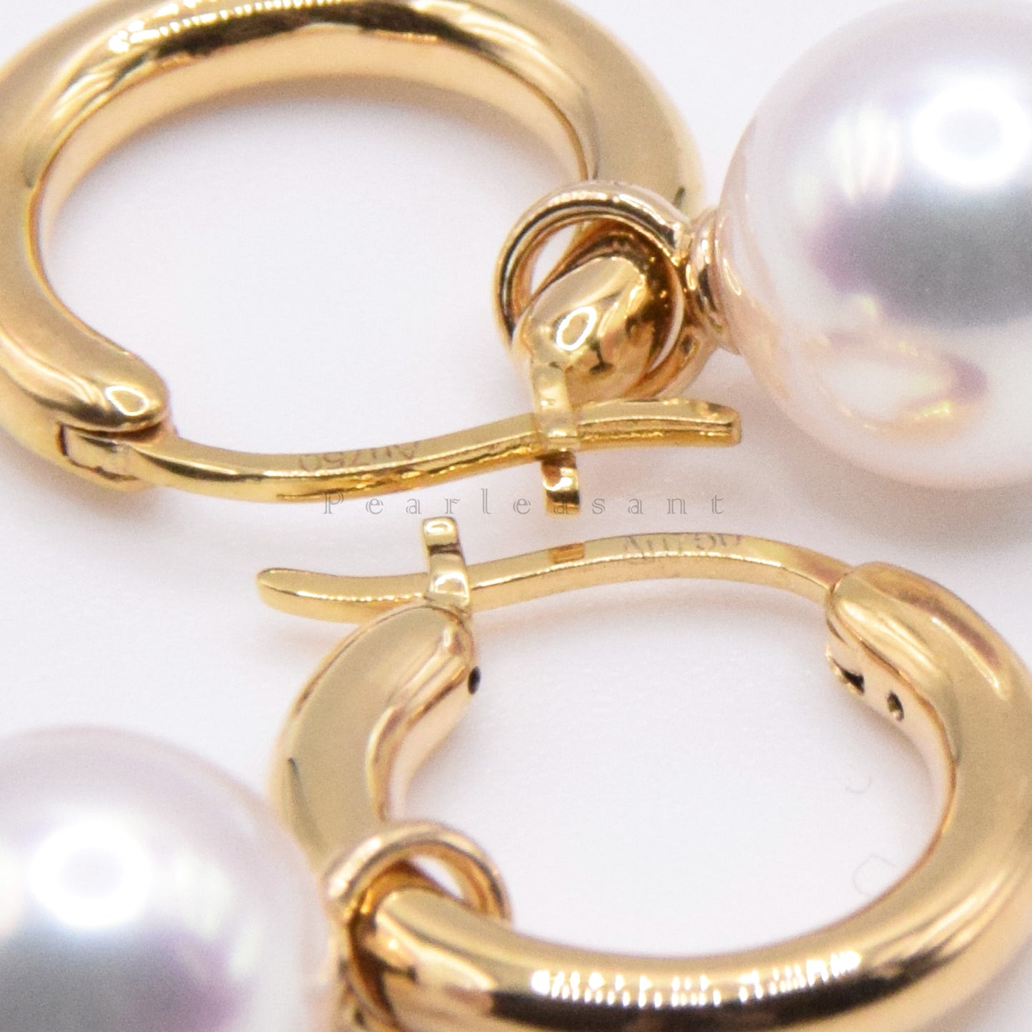 Hanadama Grade 8.0-9.0mm White Akoya Pearl Detachable Circle Hoop Earrings with Certificate