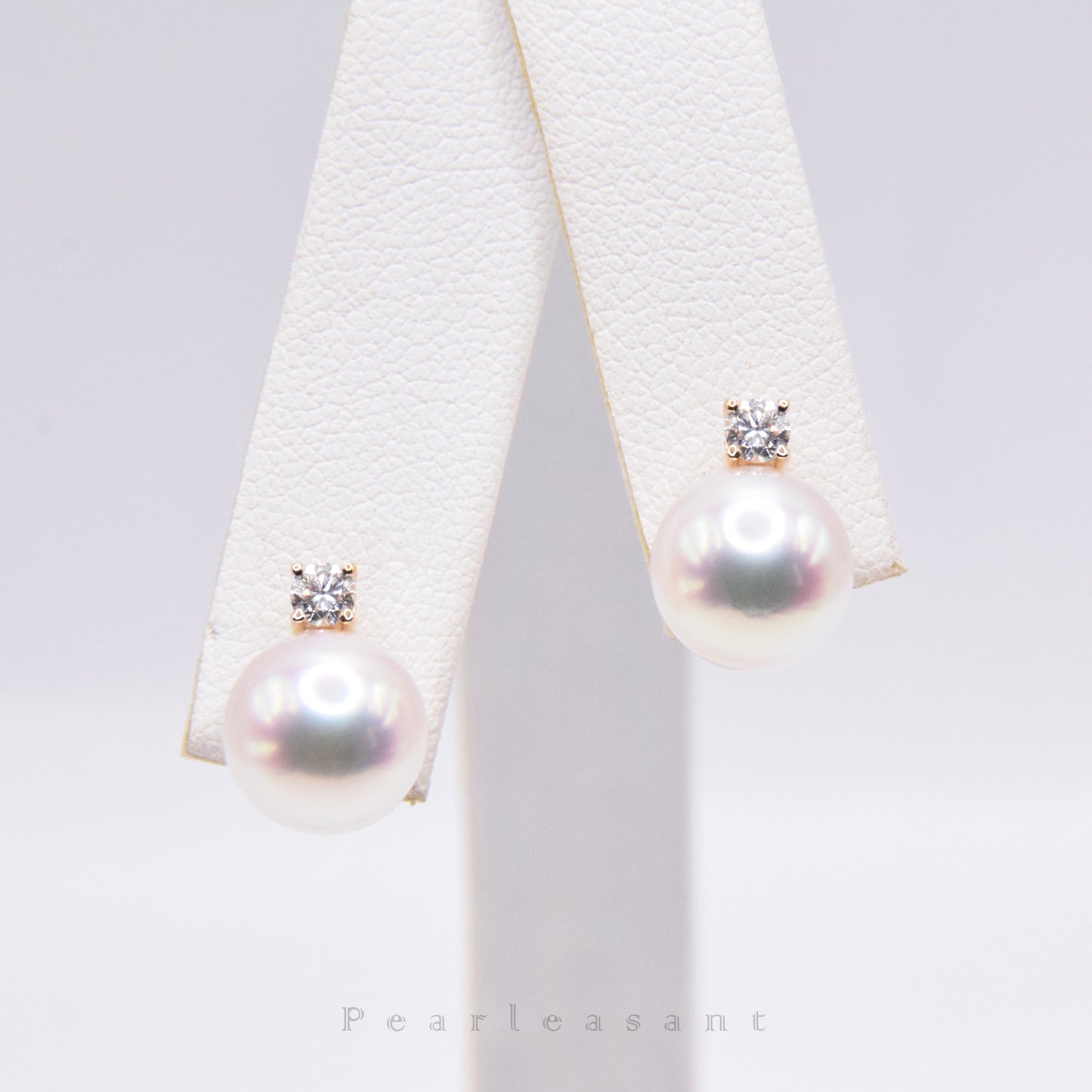 Hanadama Grade 8.0-9.0mm White Akoya Pearl Medium Princess Earrings with Certificate