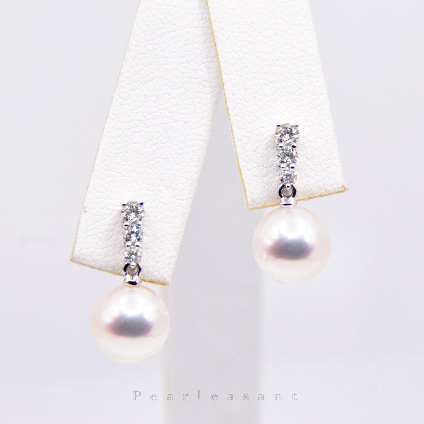 Hanadama Grade 8.0-9.0mm White Akoya Pearl Radiance Earrings with Certificate