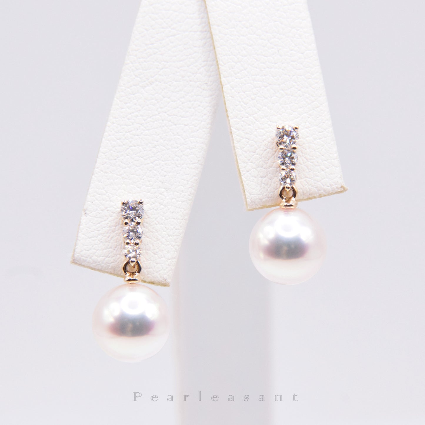 Hanadama Grade 8.0-8.5mm White Akoya Pearl Radiance Earrings with Certificate