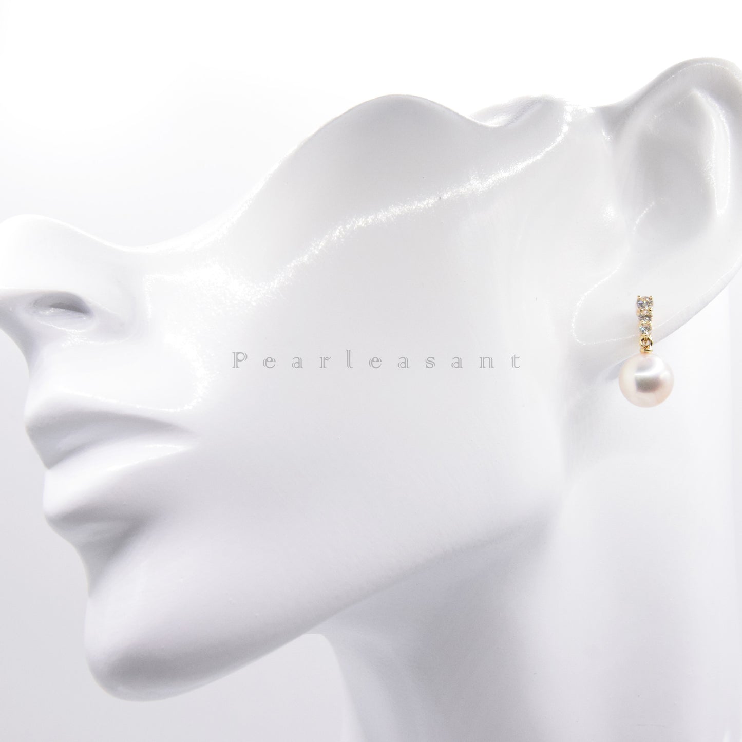 Hanadama Grade 8.0-8.5mm White Akoya Pearl Radiance Earrings with Certificate