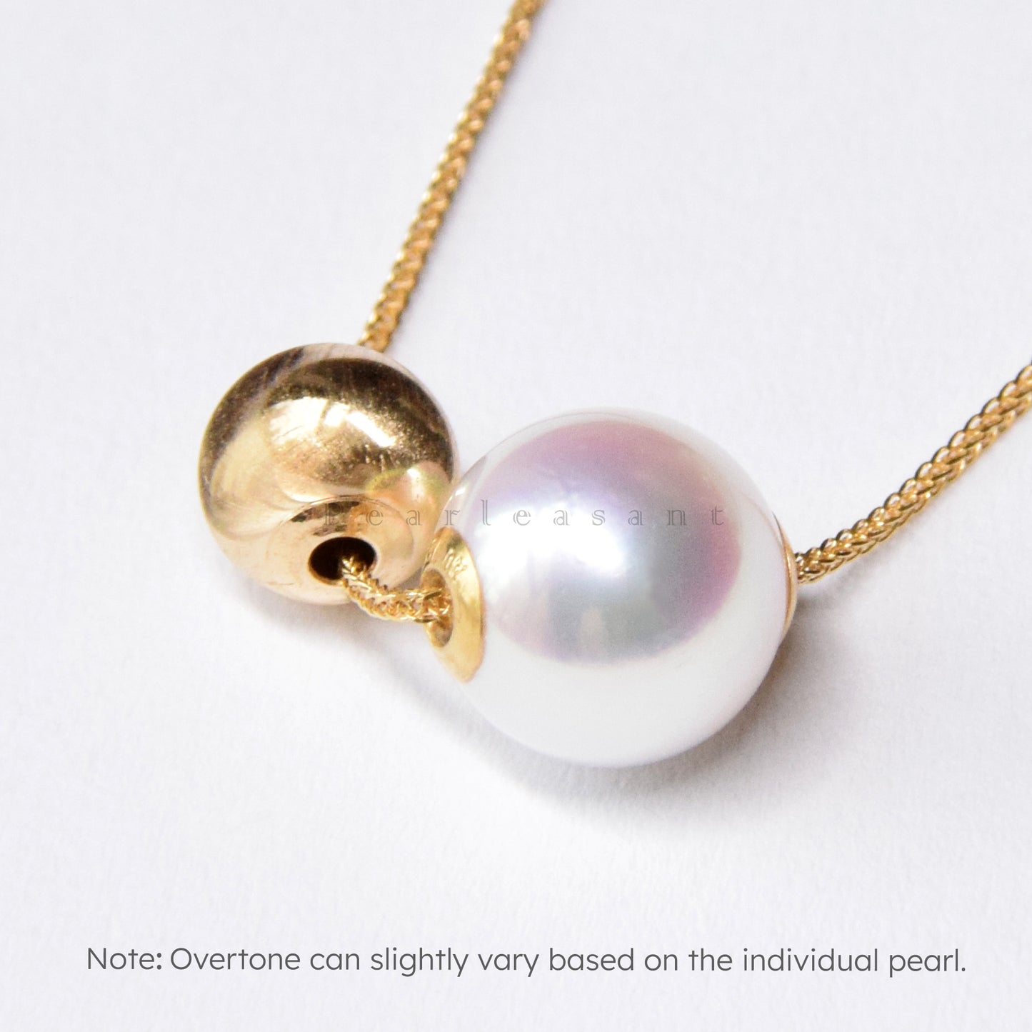 Sale Final - Hanadama Luster 8.0-8.5mm Natural White Akoya Pearl Gold Ball Floating Pendant