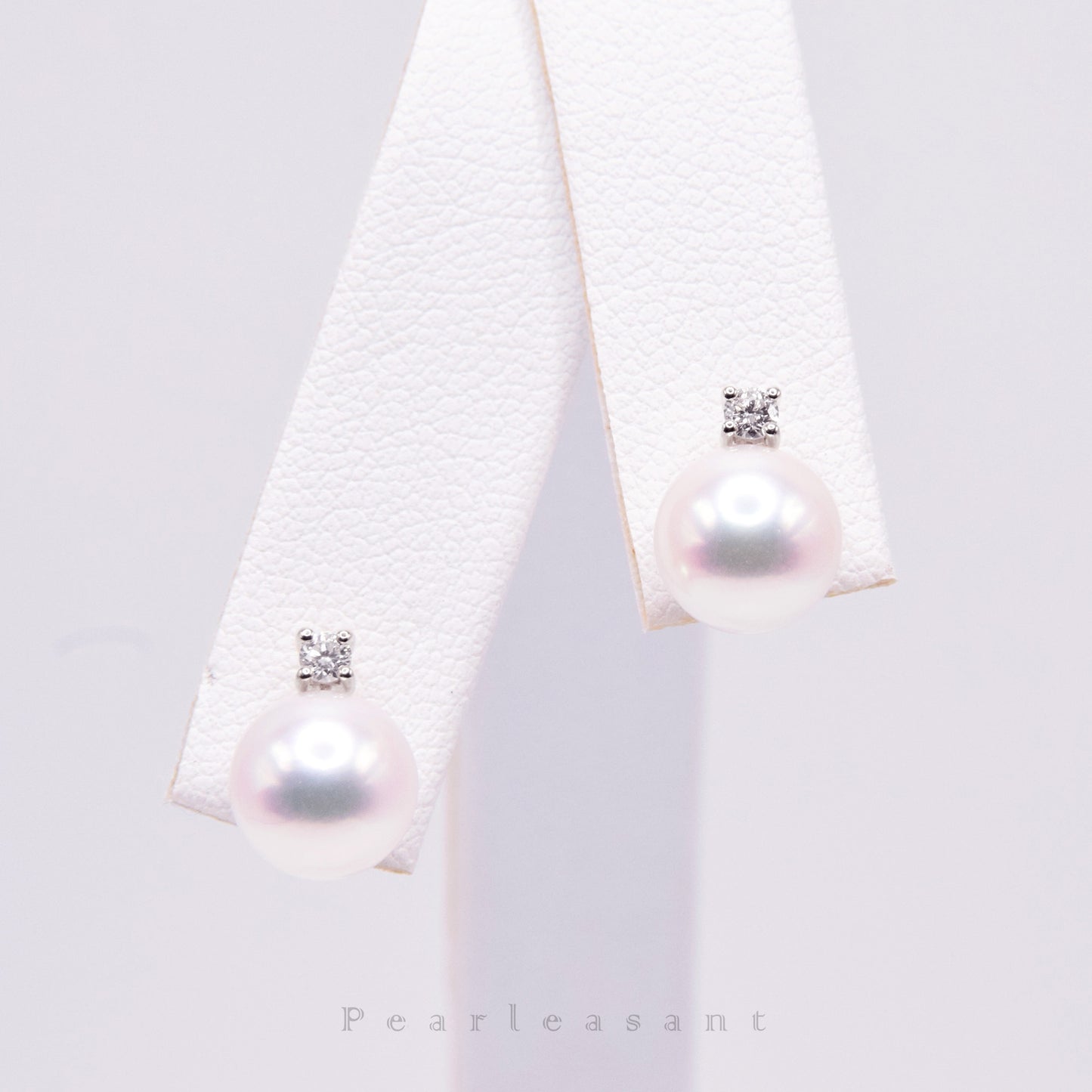 Hanadama Grade 7.5-8.0mm White Akoya Pearl Mini Princess Earrings with Certificate