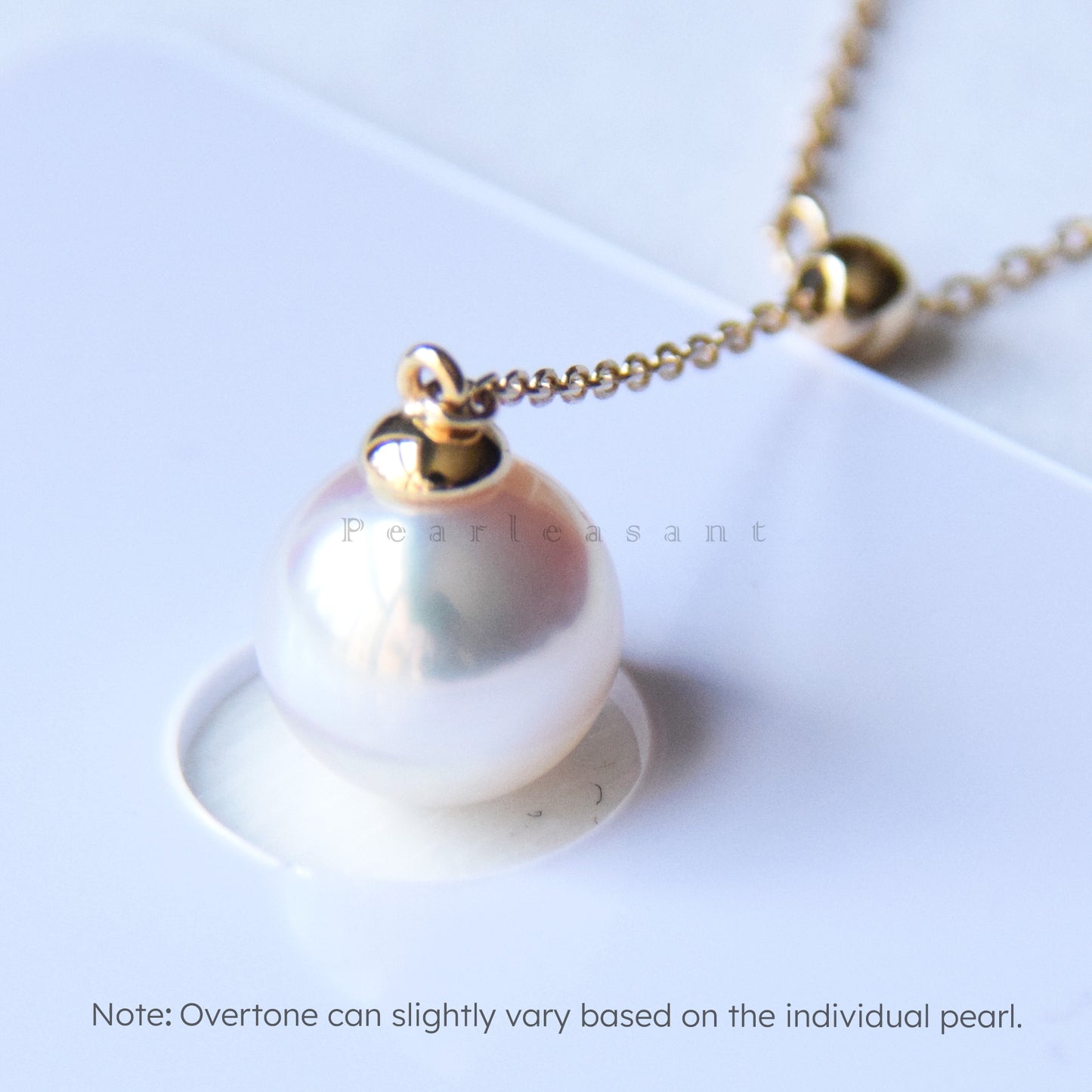 Hanadama Grade 8.0-9.0mm White Akoya Pearl Adjustable Pendant Chain with Certificate