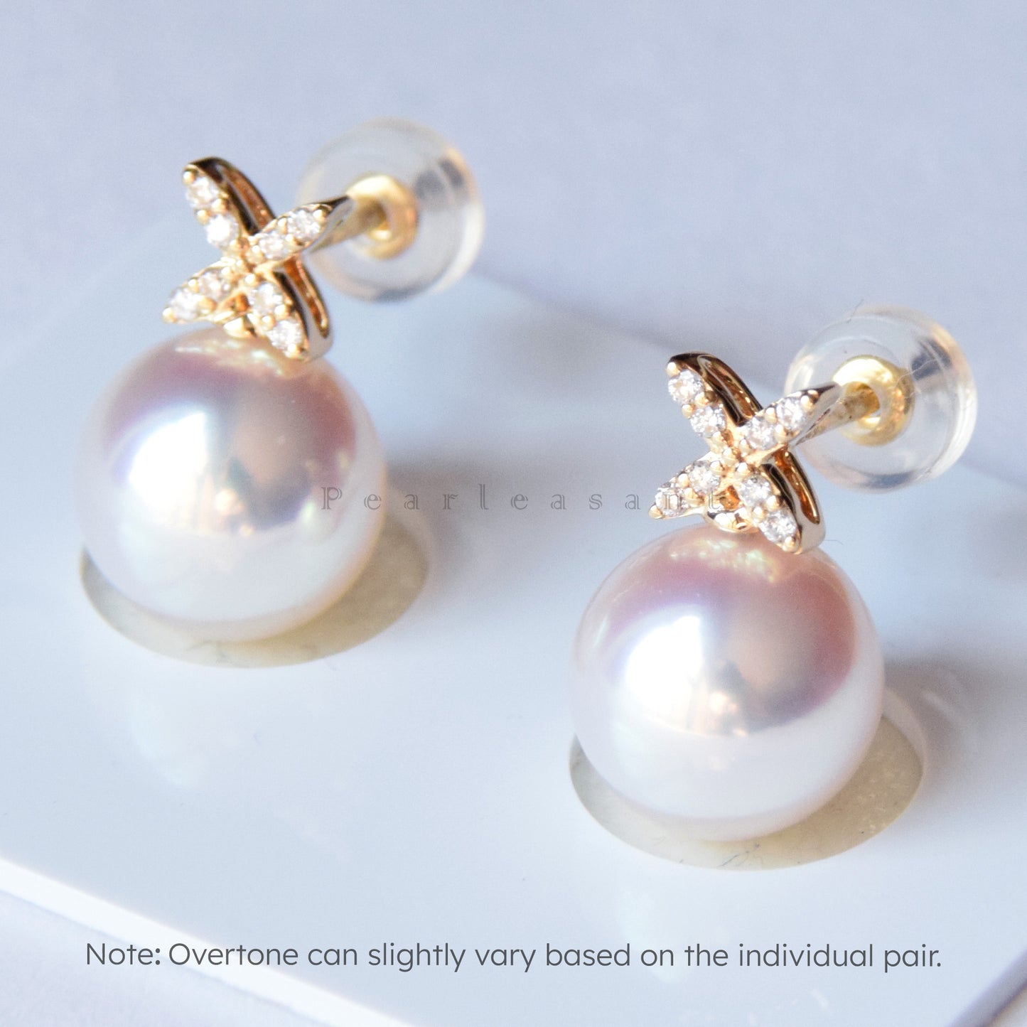 Hanadama Grade 8.0-9.0mm White Akoya Pearl Classic Clove Earrings with Certificate
