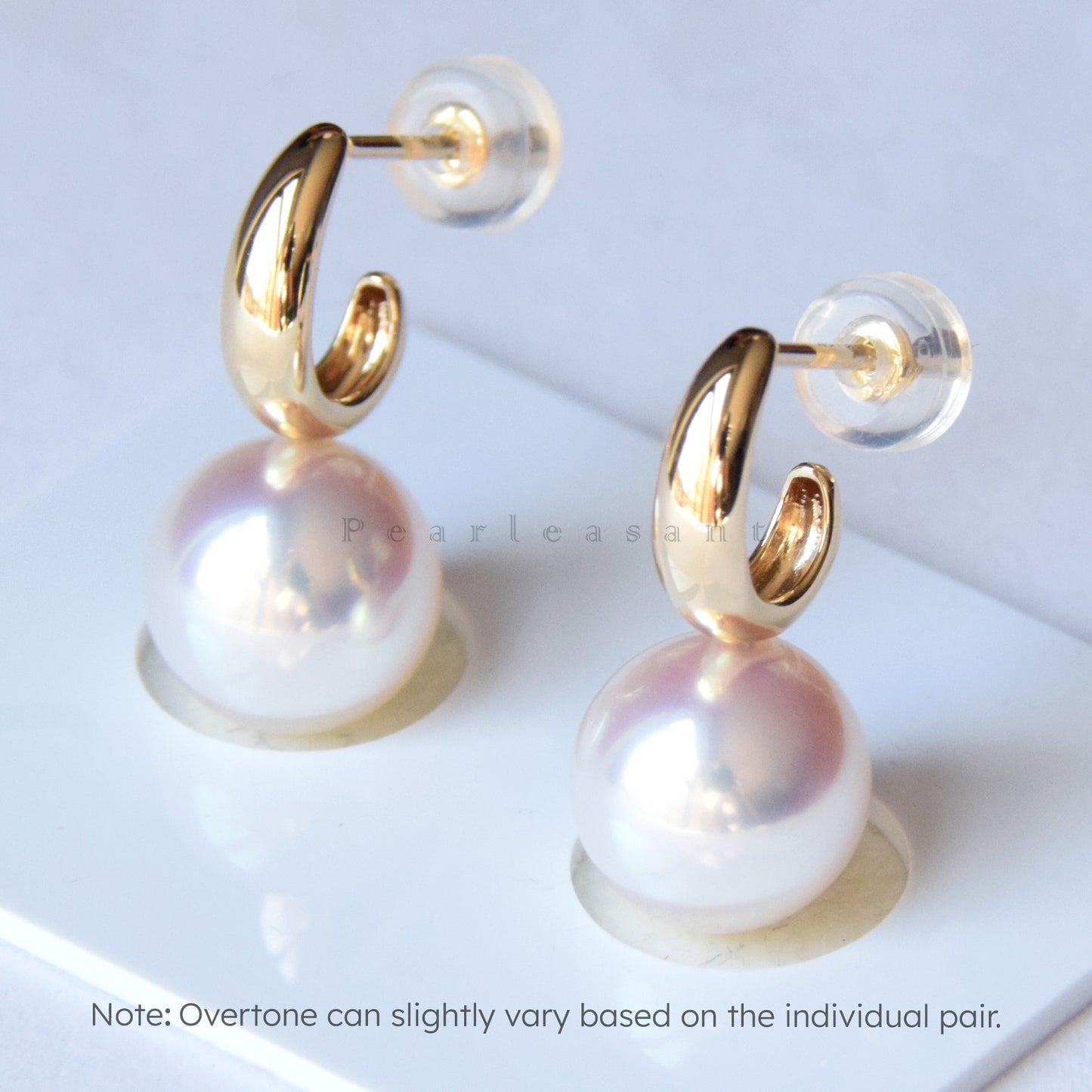Hanadama Grade 8.0-9.0mm White Akoya Pearl Crescent Earrings with Certificate
