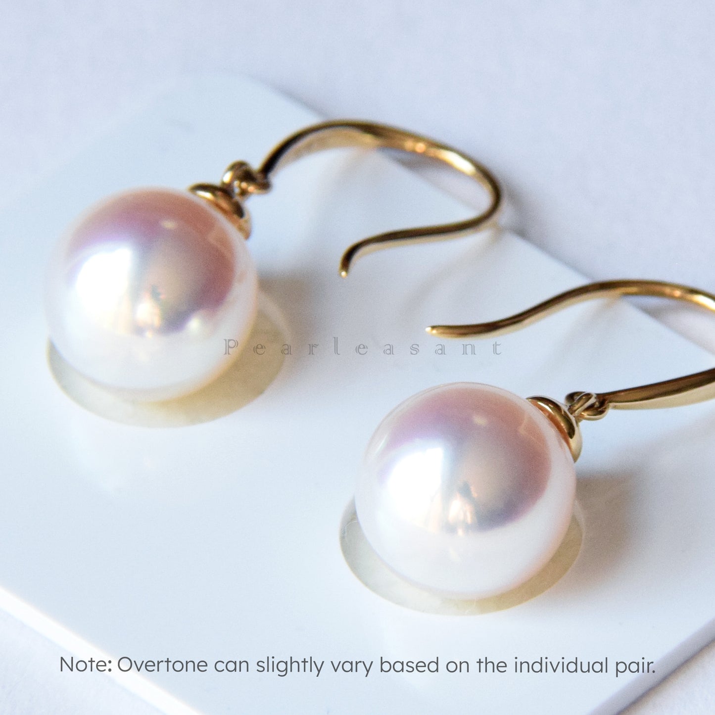 Hanadama Grade 8.5-9.0mm White Akoya Pearl Dangle Earrings with Certificate