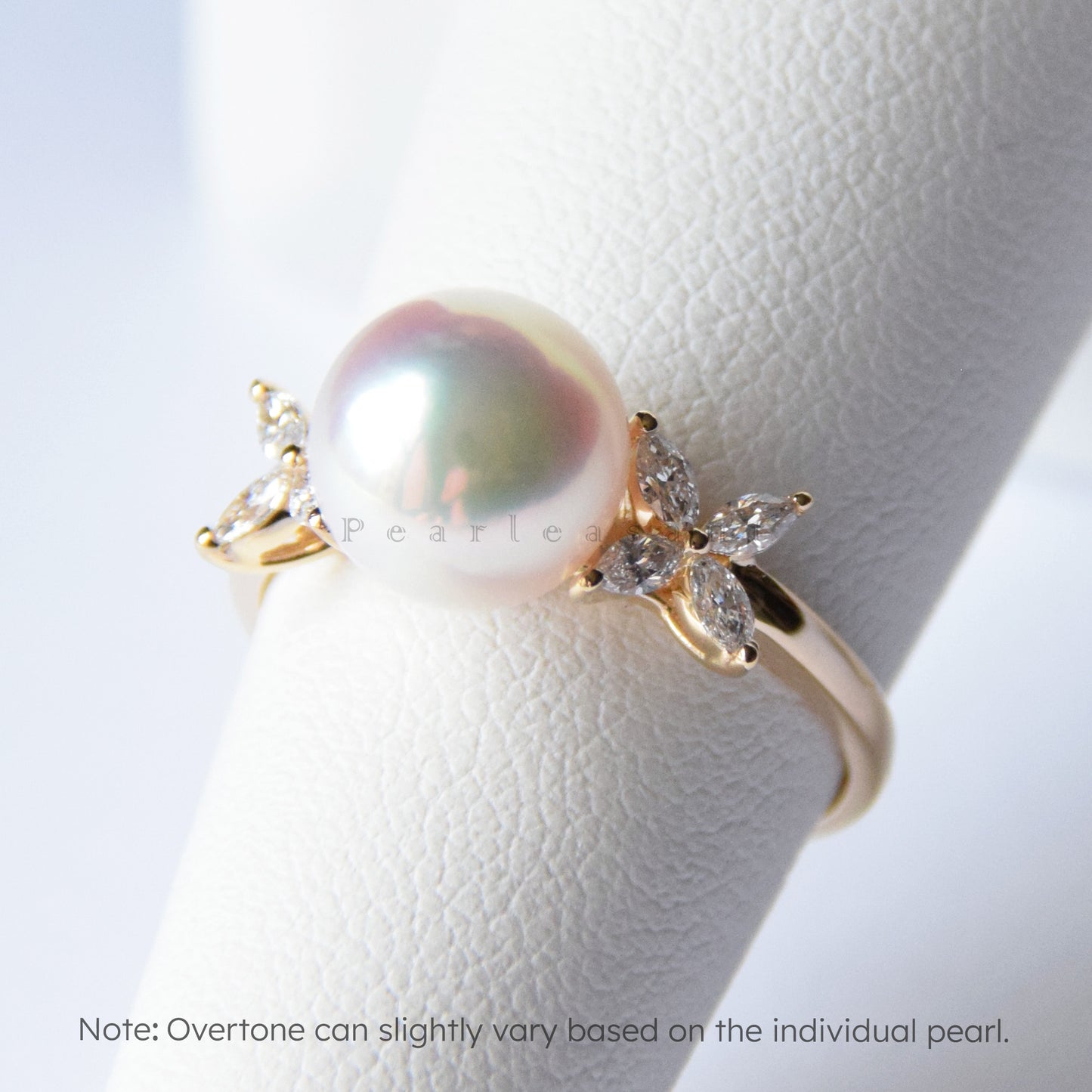 Hanadama Grade 8.5-9.0mm White Akoya Pearl Clove Diamond Ring with Certificate (Pre-order)