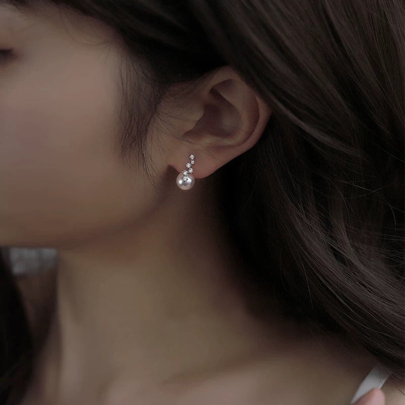 Sale Final - Hanadama Grade 7.5-8.0mm White Akoya Pearl Starlight Bloom Earrings with Certificate