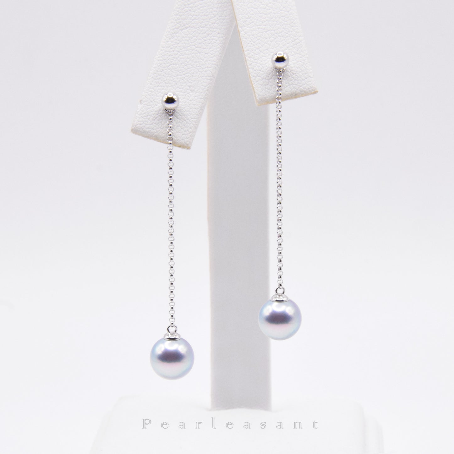 Madama Color 5-star Grade 7.5-8.0mm Blue Akoya Pearl Detachable Thread Earrings with Certificate