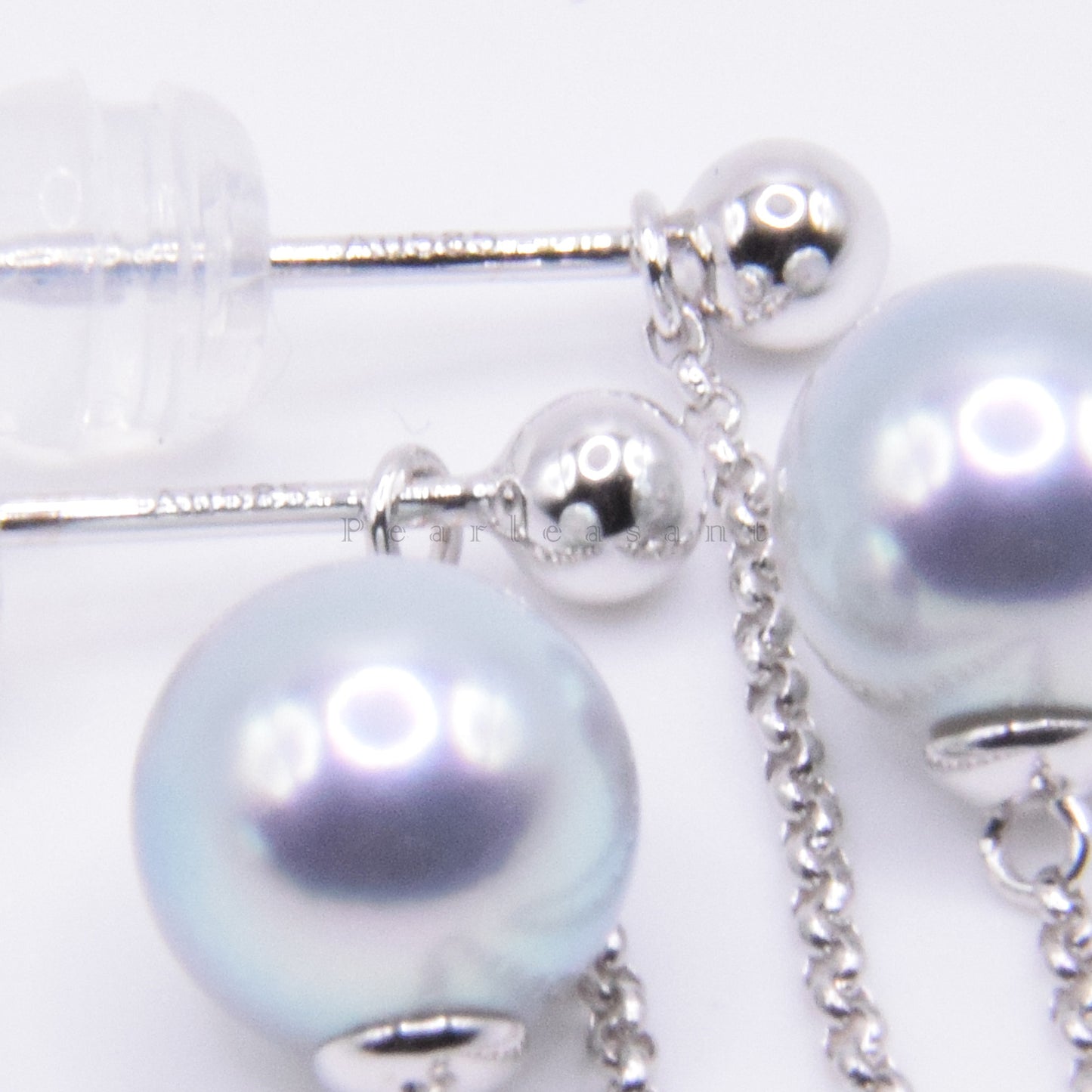 Madama Color 5-star Grade 7.5-8.0mm Blue Akoya Pearl Detachable Thread Earrings with Certificate