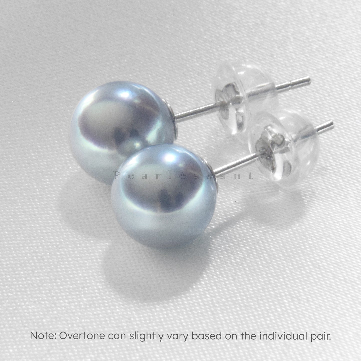 5-star Grade Madama Color 7.0-8.0mm Blue Akoya Pearl Earring Studs with Certificate