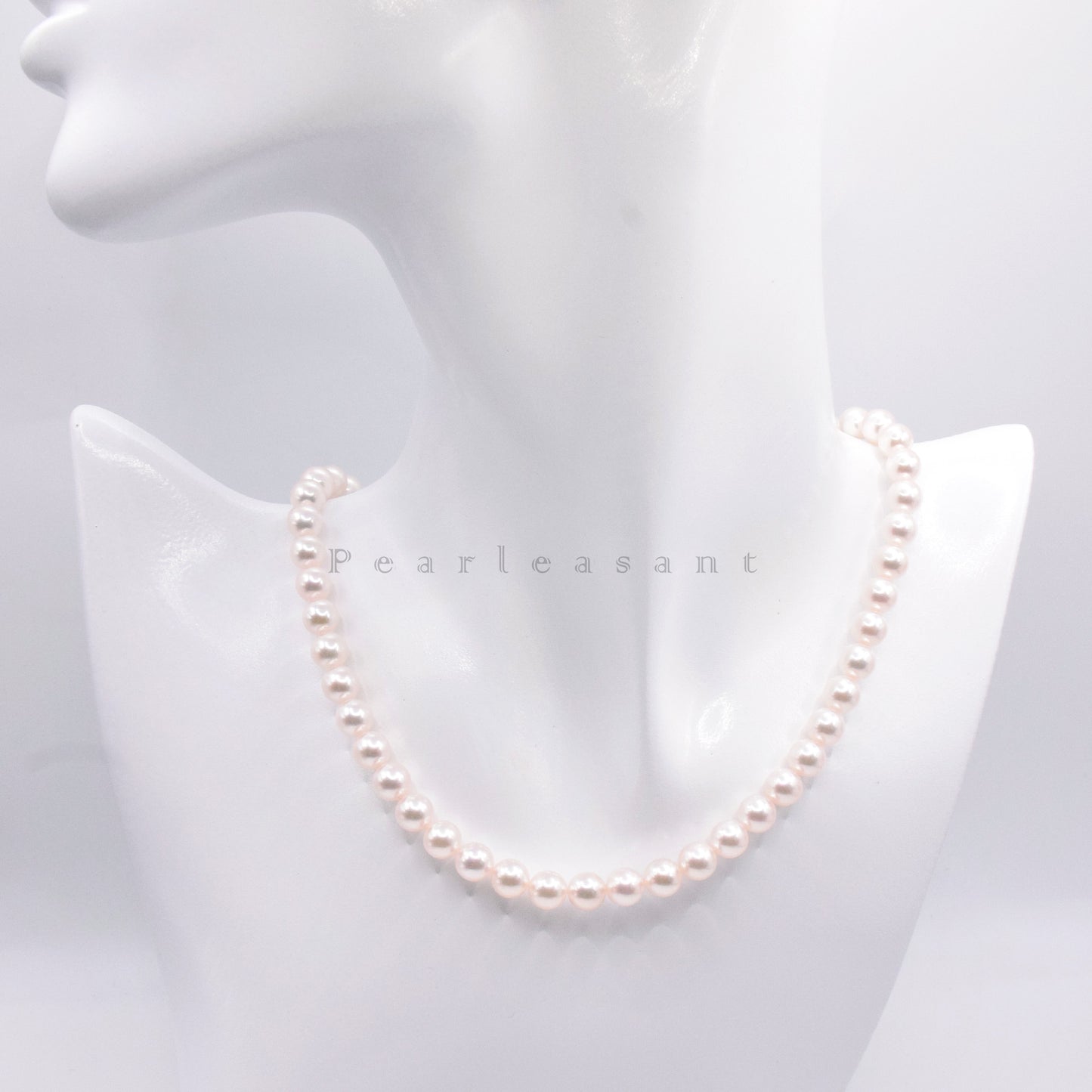 Pearl Institute Certified 5-star Hanadama 6.5-7.0mm White Akoya Pearl Necklace