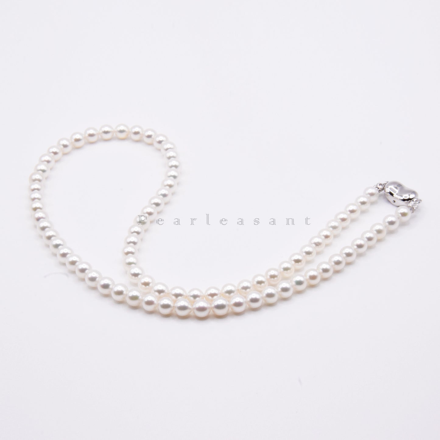 PSL Certified Rose 5.0-5.5mm Natural Snow White Akoya Pearl Necklace