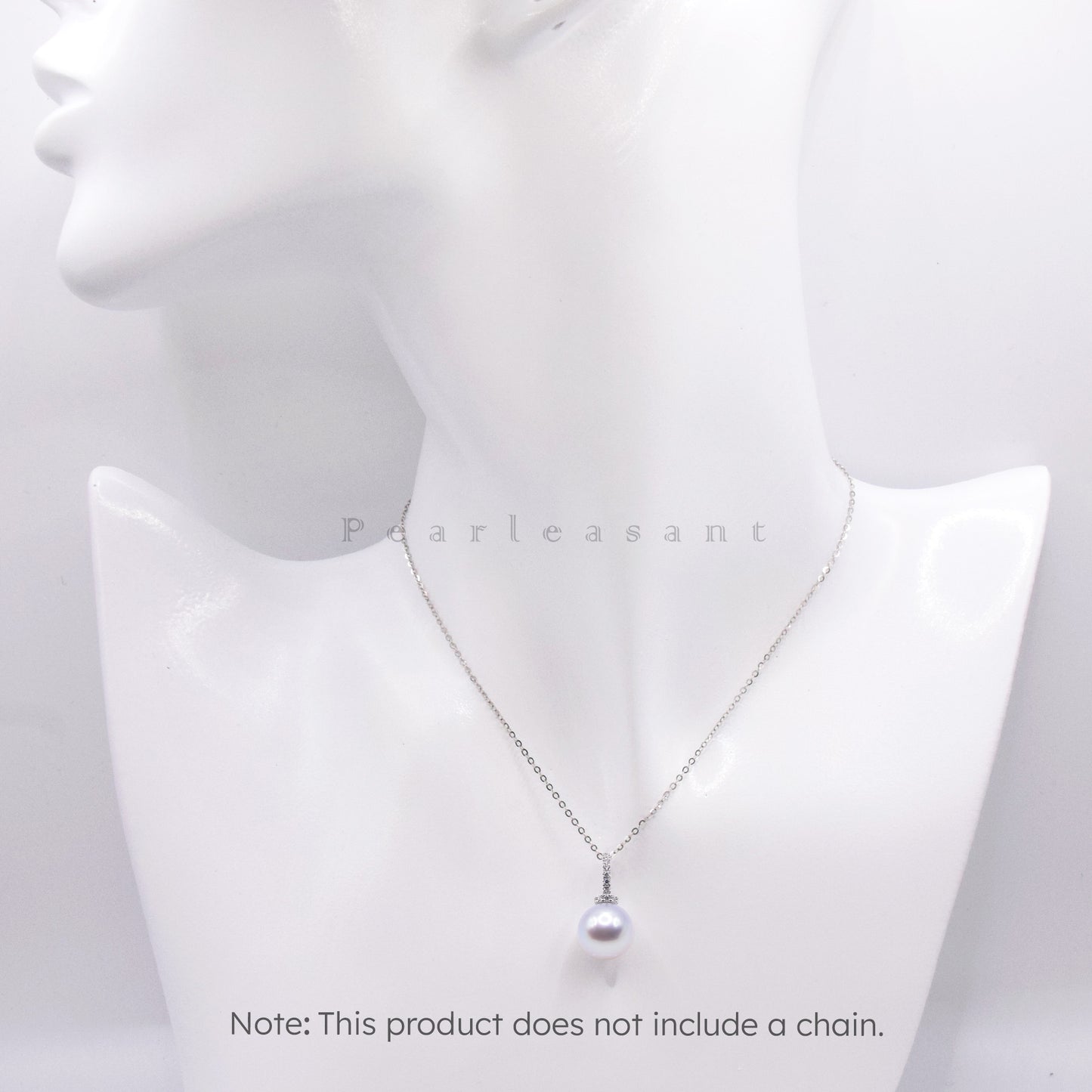 PSL Certified Blue Rose 10.0-10.5mm Akoya Pearl Diamond Clasp Pendant