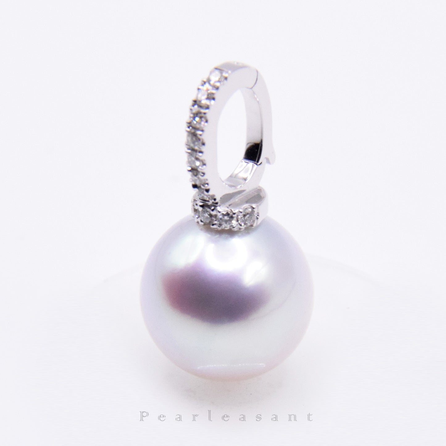 PSL Certified Blue Rose 10.0-10.5mm Akoya Pearl Diamond Clasp Pendant