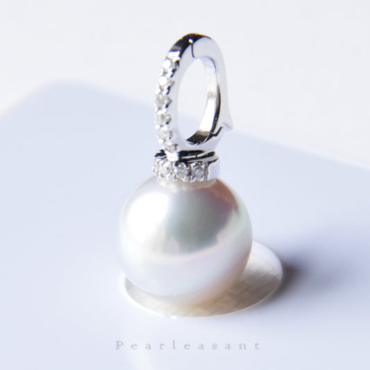 Sale - Madama PSL Certified 9.0-9.5mm Akoya Pearl Diamond Clasp Pendant Only