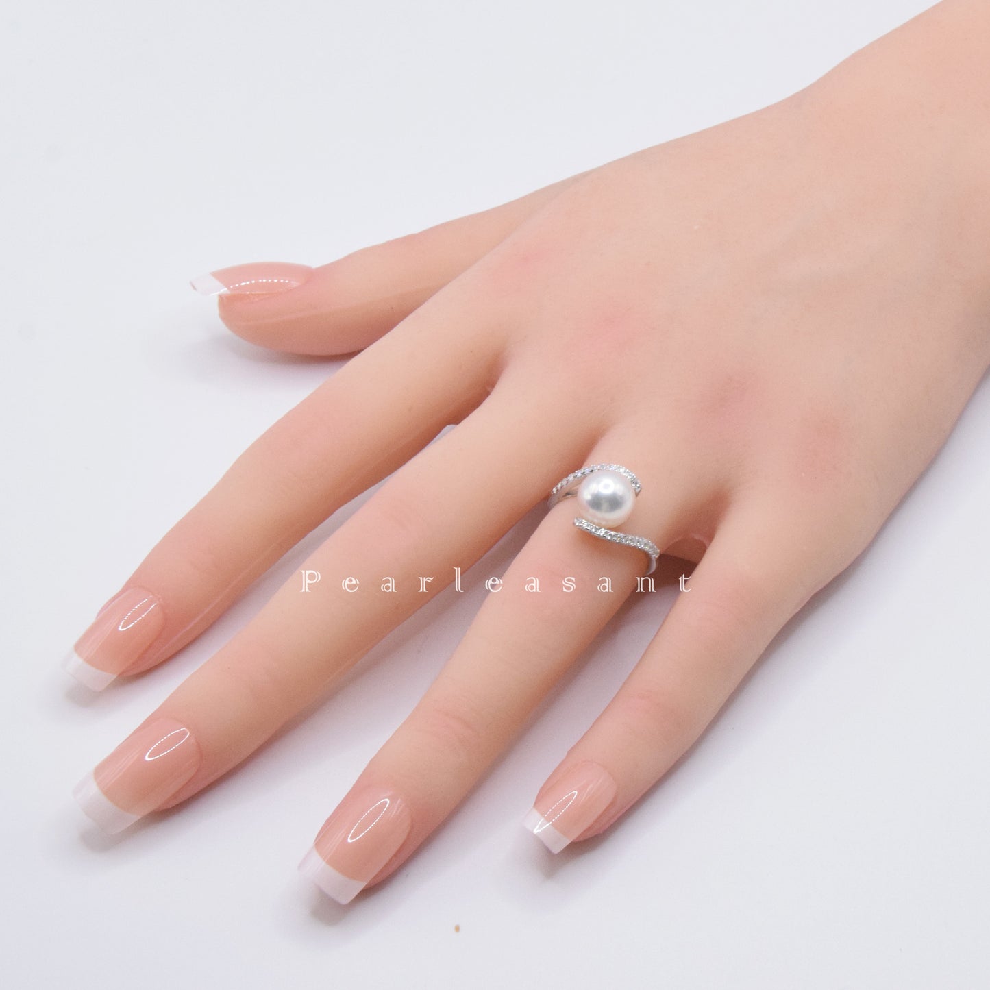 Sale Final - 8.5-9.0mm Natural White Akoya Pearl Embrace Silver Ring