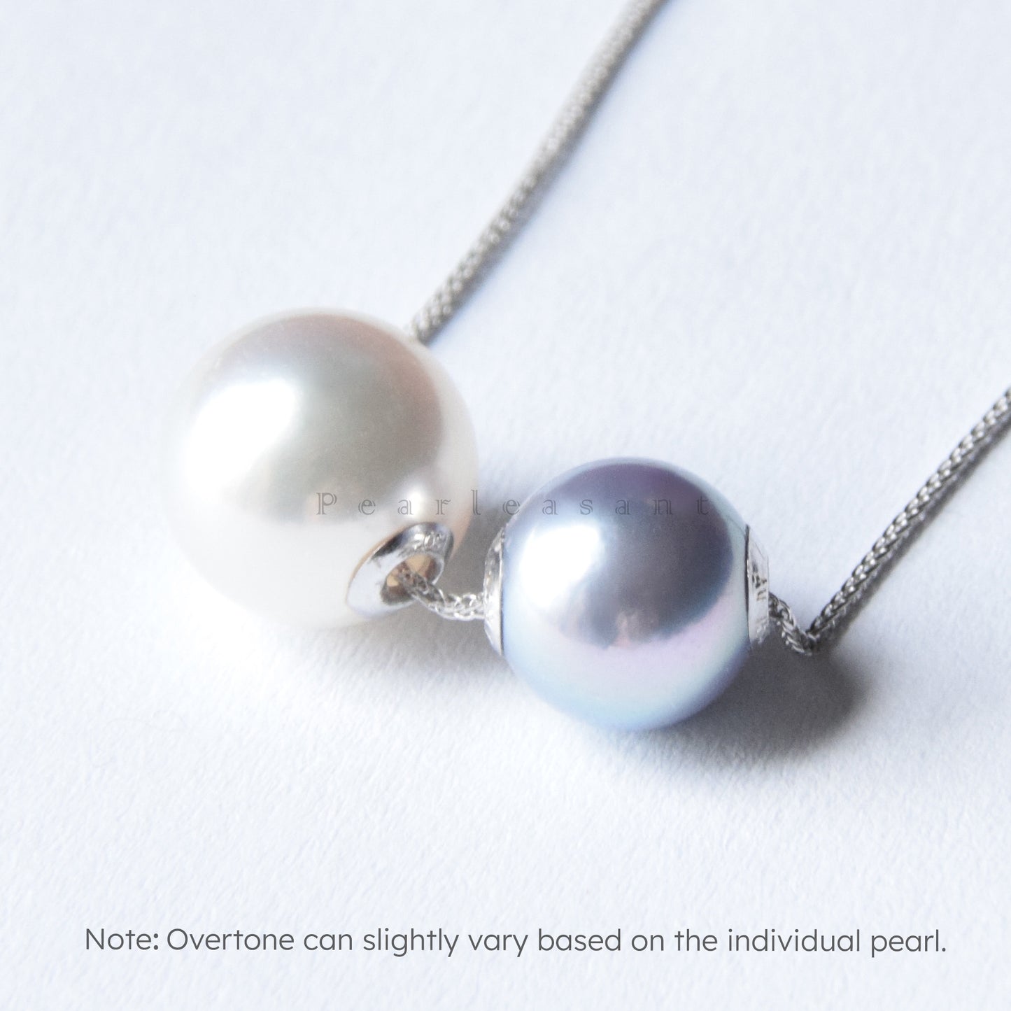 Natural White and Madama Blue Bicolor 5-star Grade Akoya Pearl Floating Pendant
