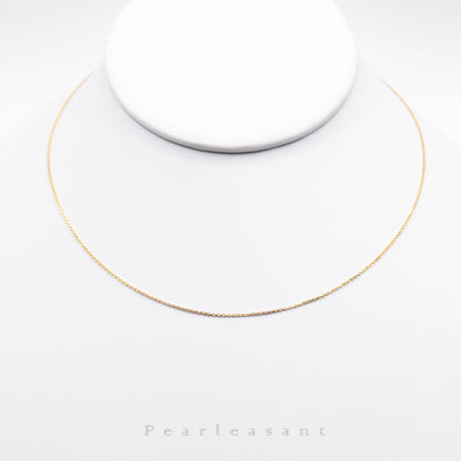 Solid 18K Gold Adjustable Needle-end Cable Chain