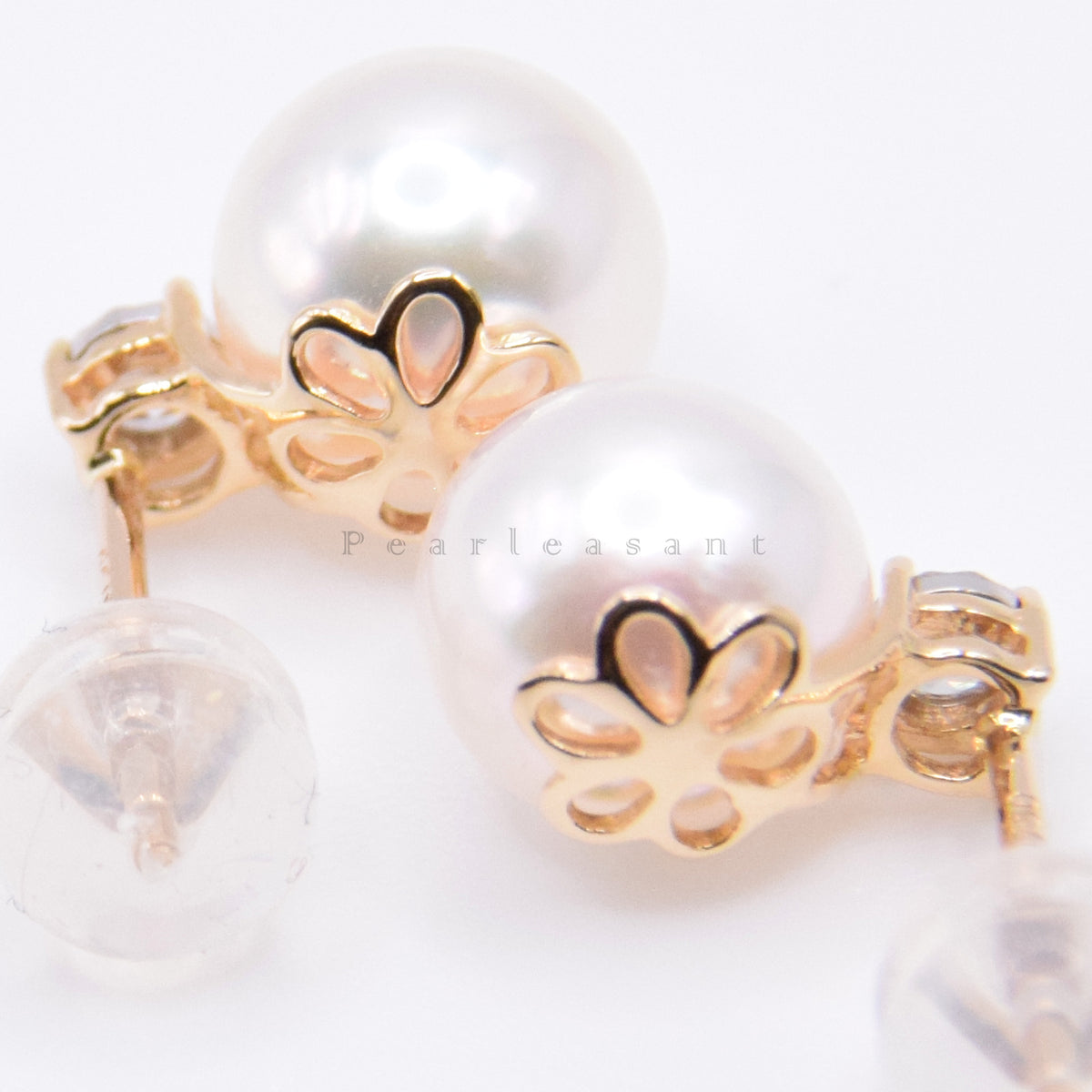 Sale Final - Hanadama Grade 7.5-8.0mm White Akoya Pearl Princess Earrings with Certificate
