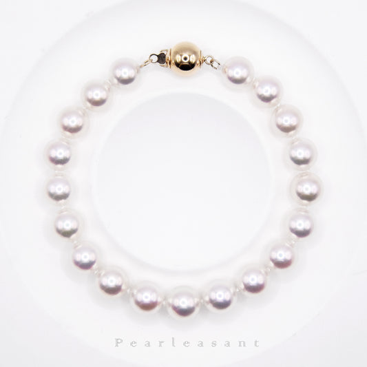 PSL Certified Tennyo Necklace Detached 7.5-8.0mm White Akoya Pearls Essential Bracelet
