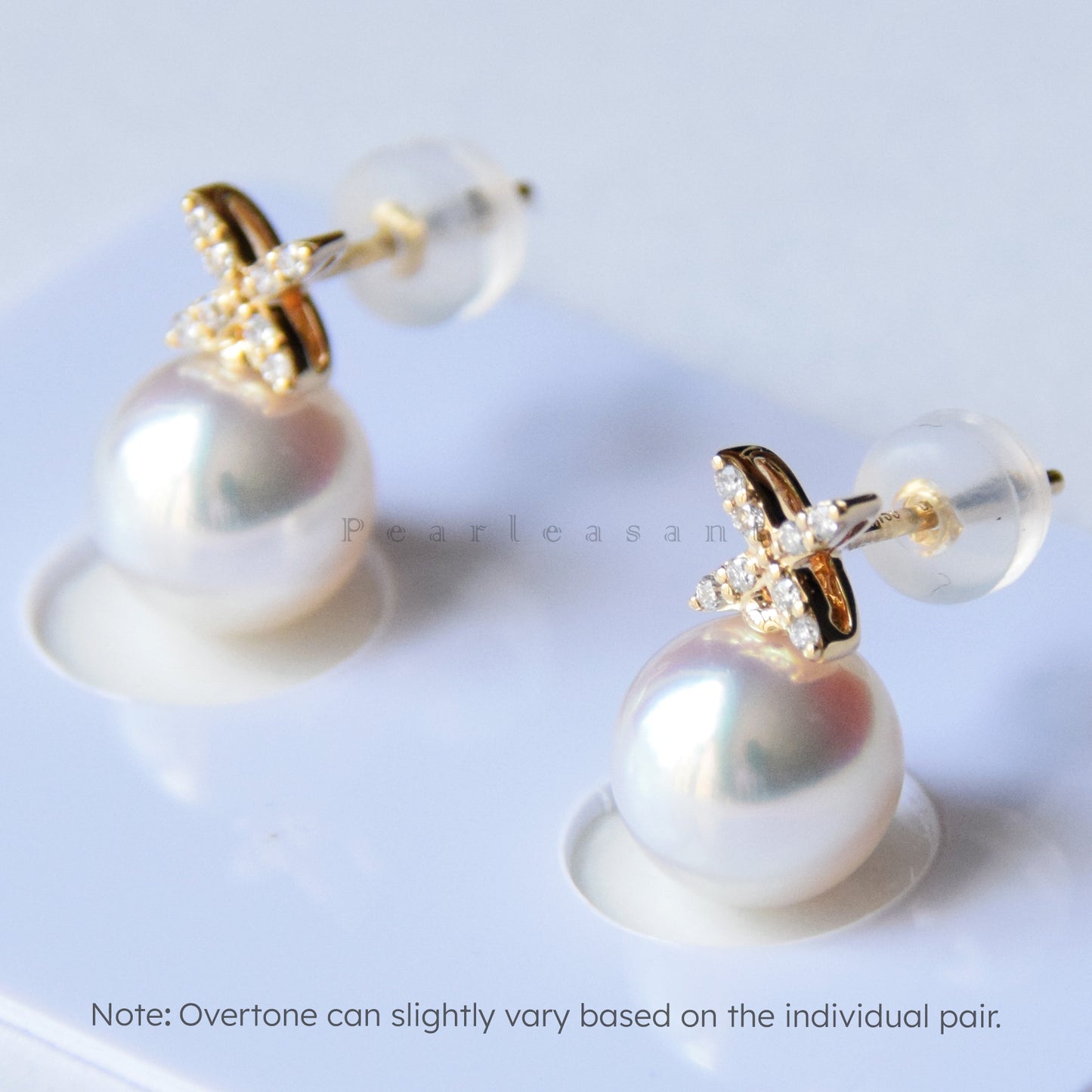 Hanadama Grade 8.0-8.5mm White Akoya Pearl Classic Clove Earrings with Certificate