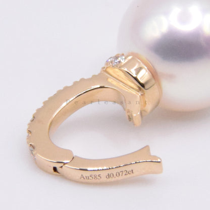 Hanadama Grade 8.5-9.0mm White Akoya Pearl Diamond Clasp Pendant Only with Certificate