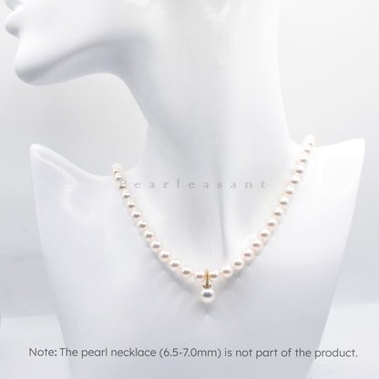 Hanadama Grade 8.5-9.0mm White Akoya Pearl Diamond Clasp Pendant Only with Certificate