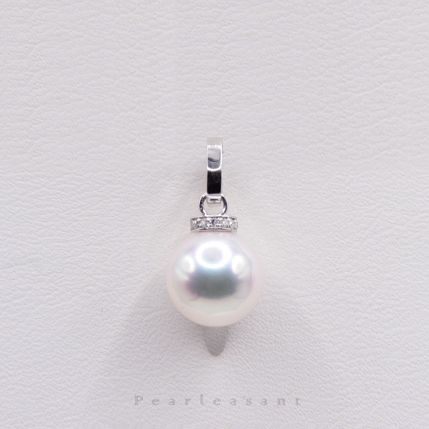Hanadama Grade 8.0-9.0mm White Akoya Pearl Clasp Droplet Pendant with Certificate
