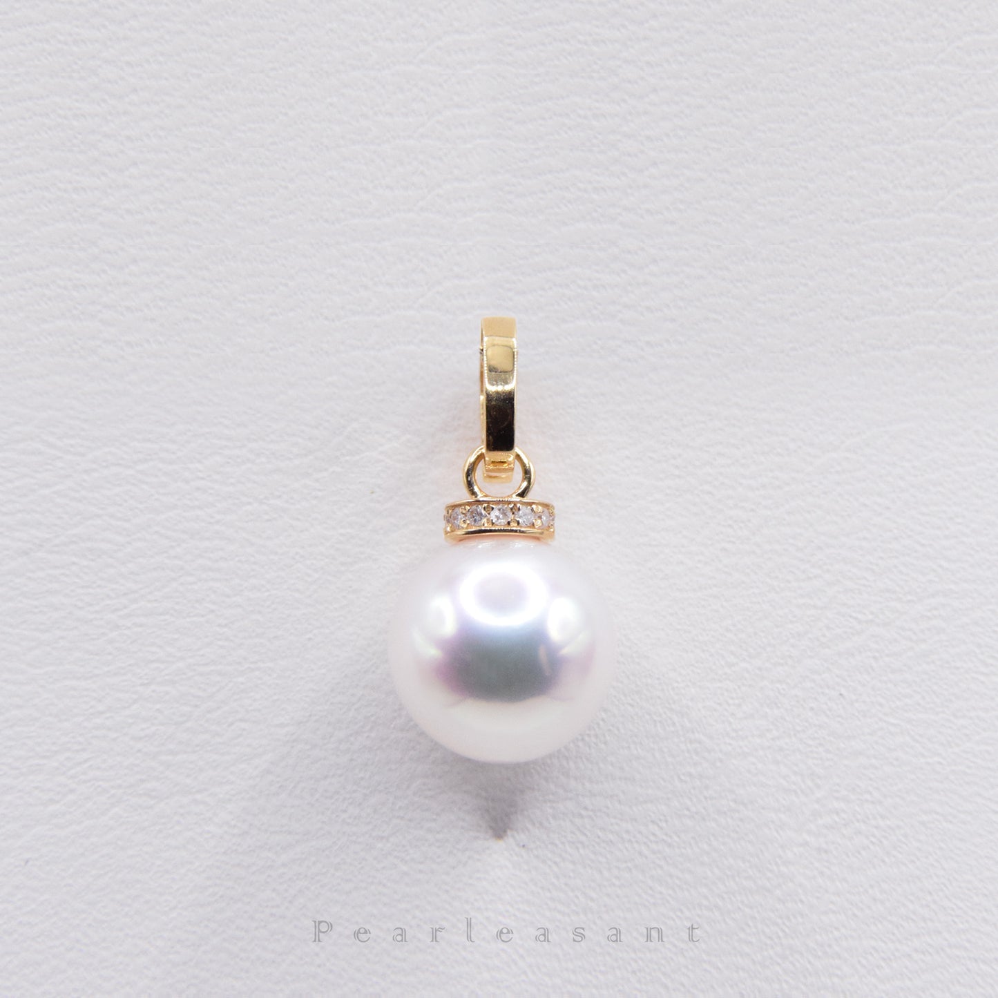 Hanadama Grade 8.0-9.0mm White Akoya Pearl Clasp Droplet Pendant with Certificate