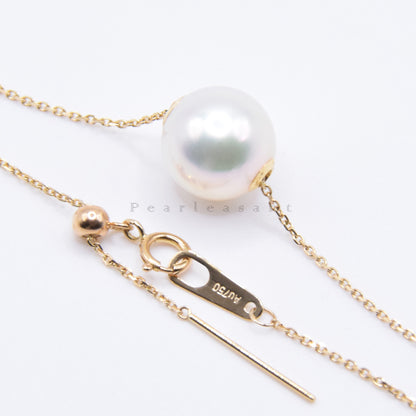 Hanadama Grade 9.0-9.5mm White Akoya Pearl Floating Pendant