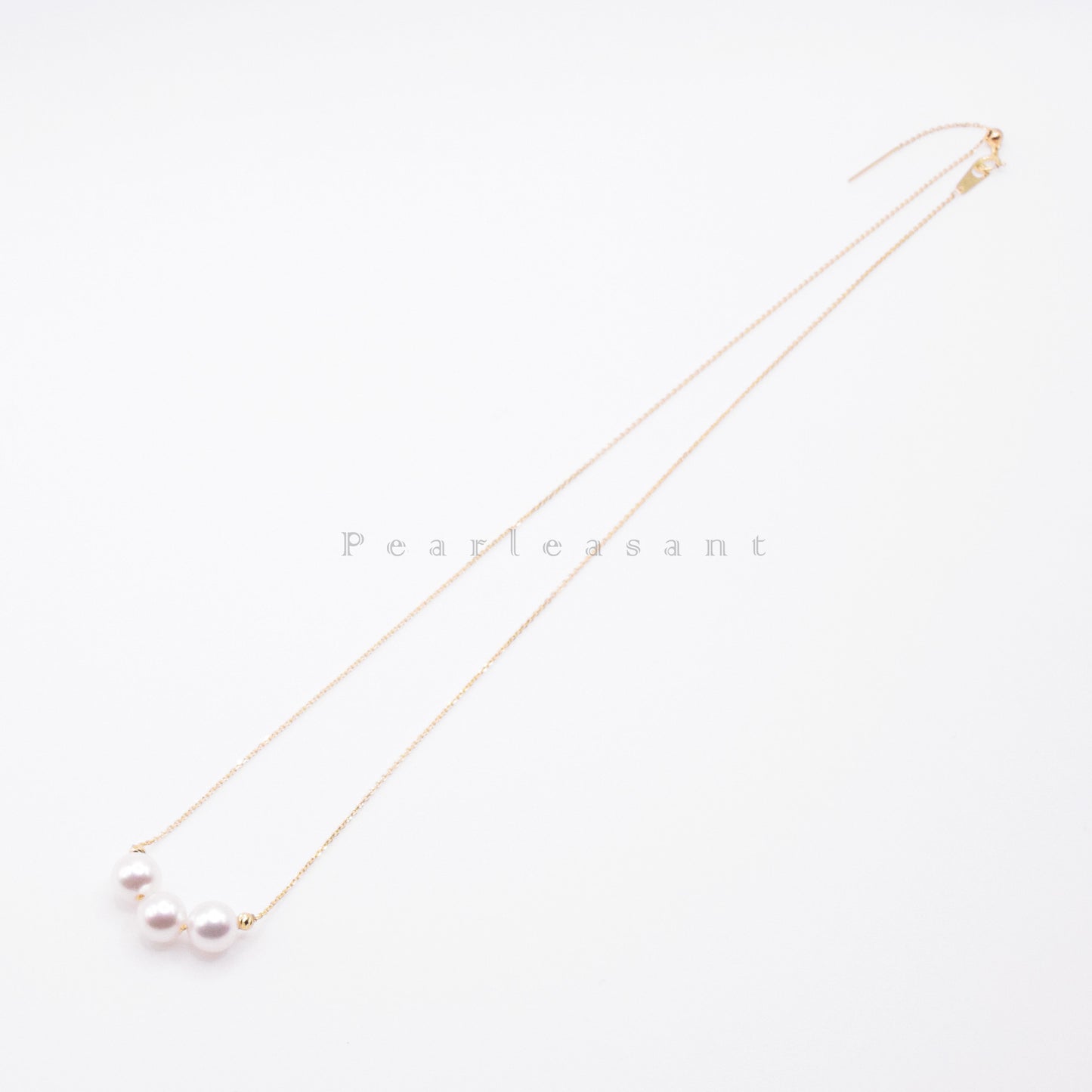Hanadama Grade Three 6.5-7.0mm White Akoya Pearls Smile Necklace