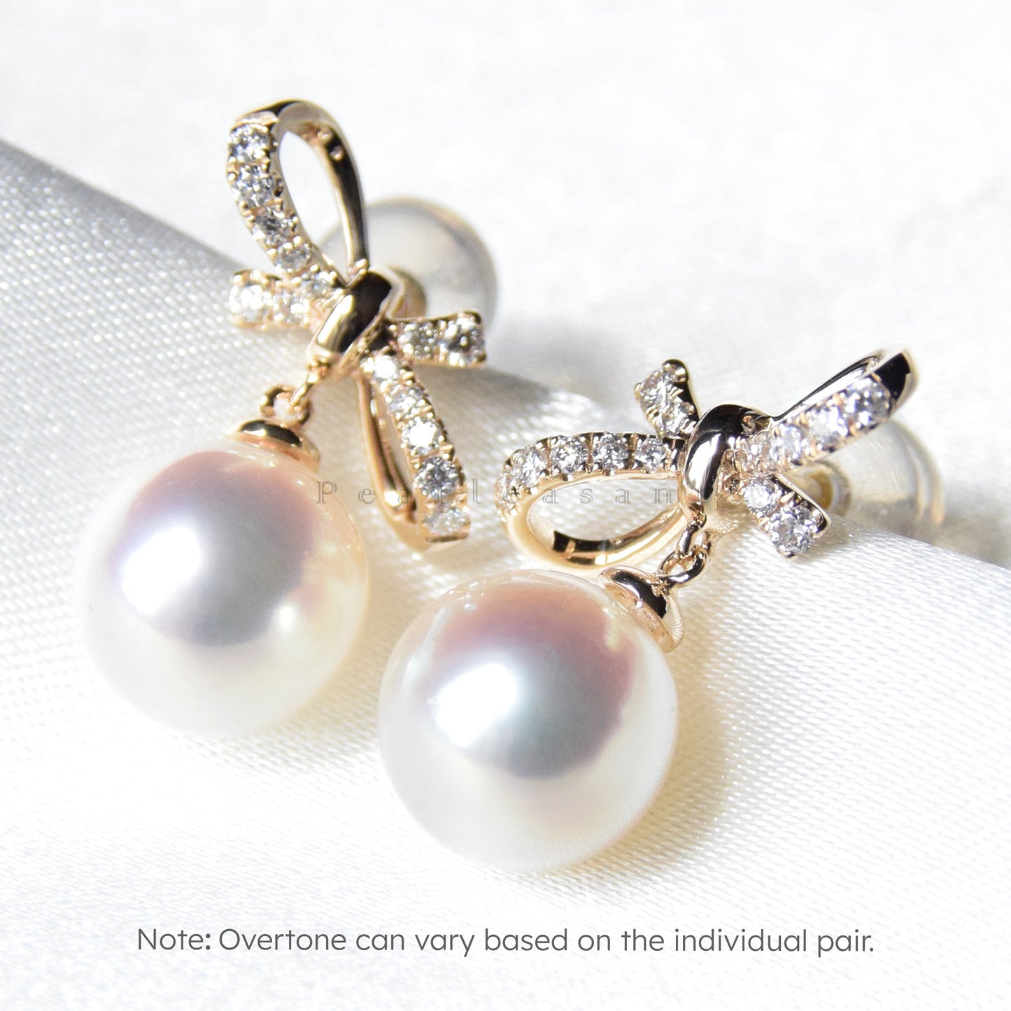Hanadama Grade 8.0-8.5mm White Akoya Pearl Charming Bowtie Earrings with Certificate