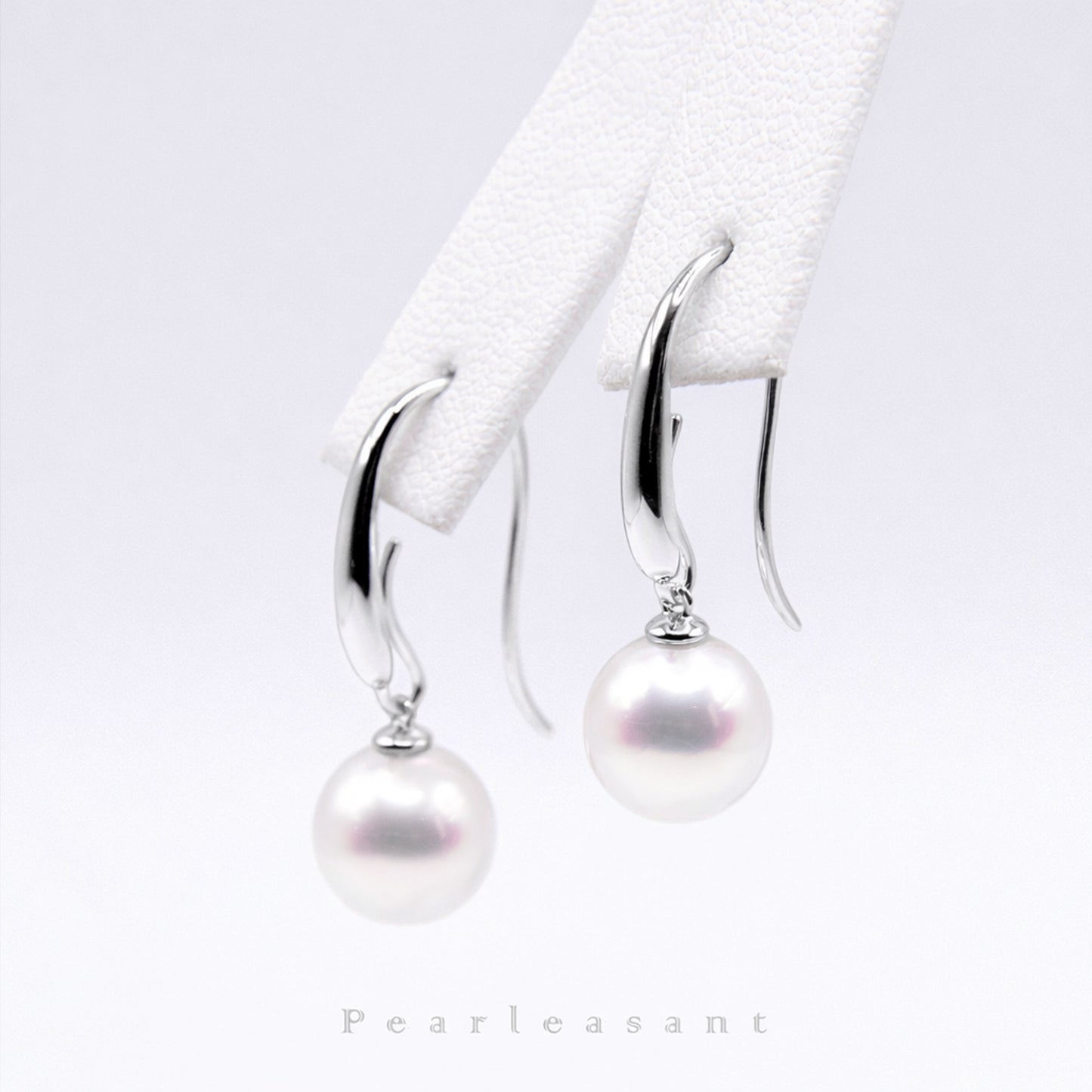 Hanadama Grade 8.0-9.0mm White Akoya Pearl Detachable Dangle Earrings with Certificate